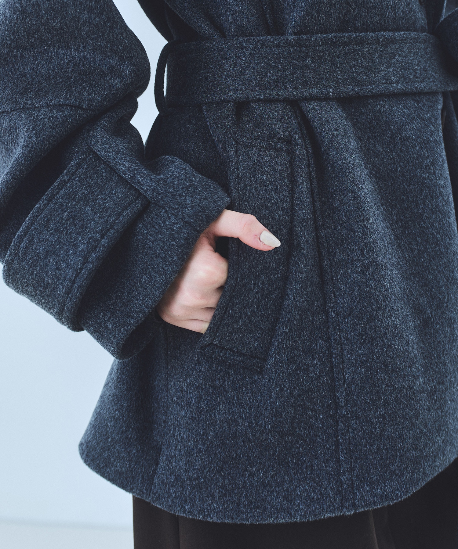 SUPER140ラペルショートコート