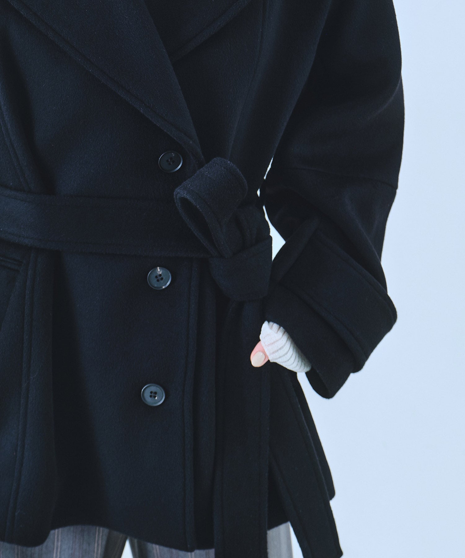 SUPER140ラペルショートコート