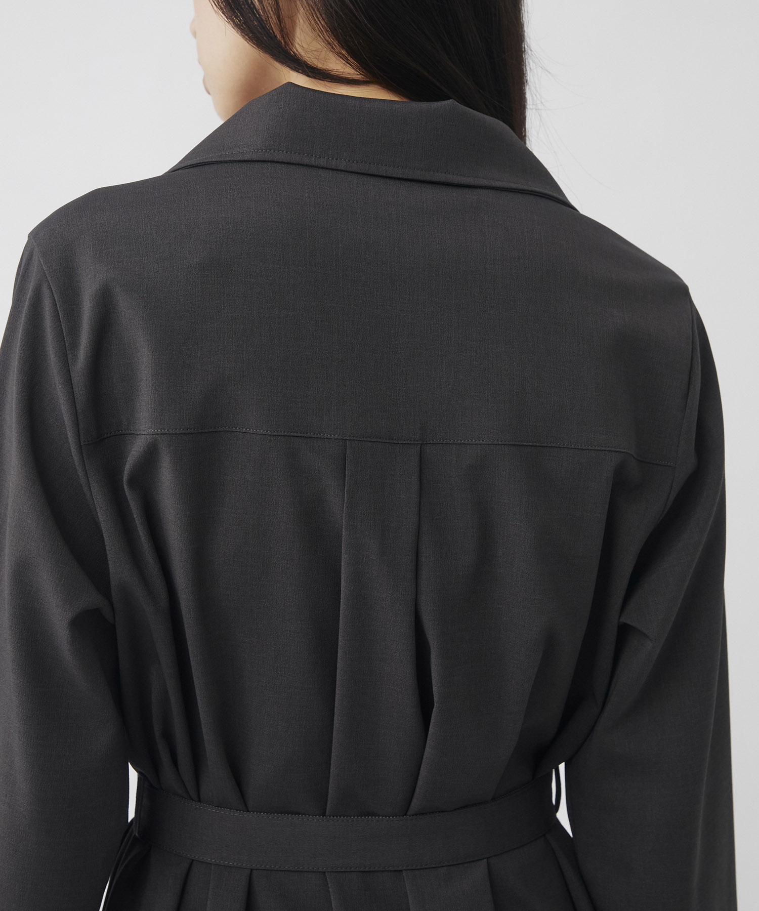 スタンドカラーラペルシャツワンピース