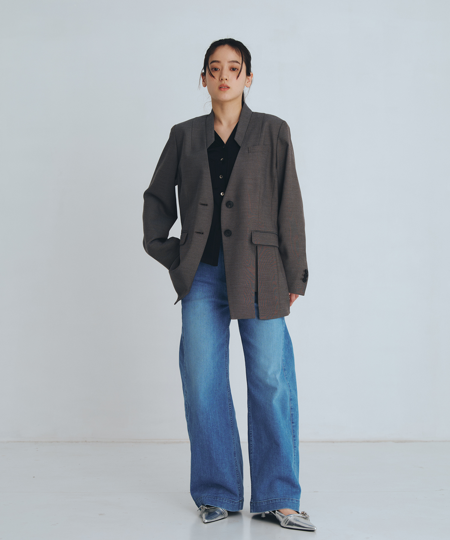 スタンドカラーテーラードジャケット