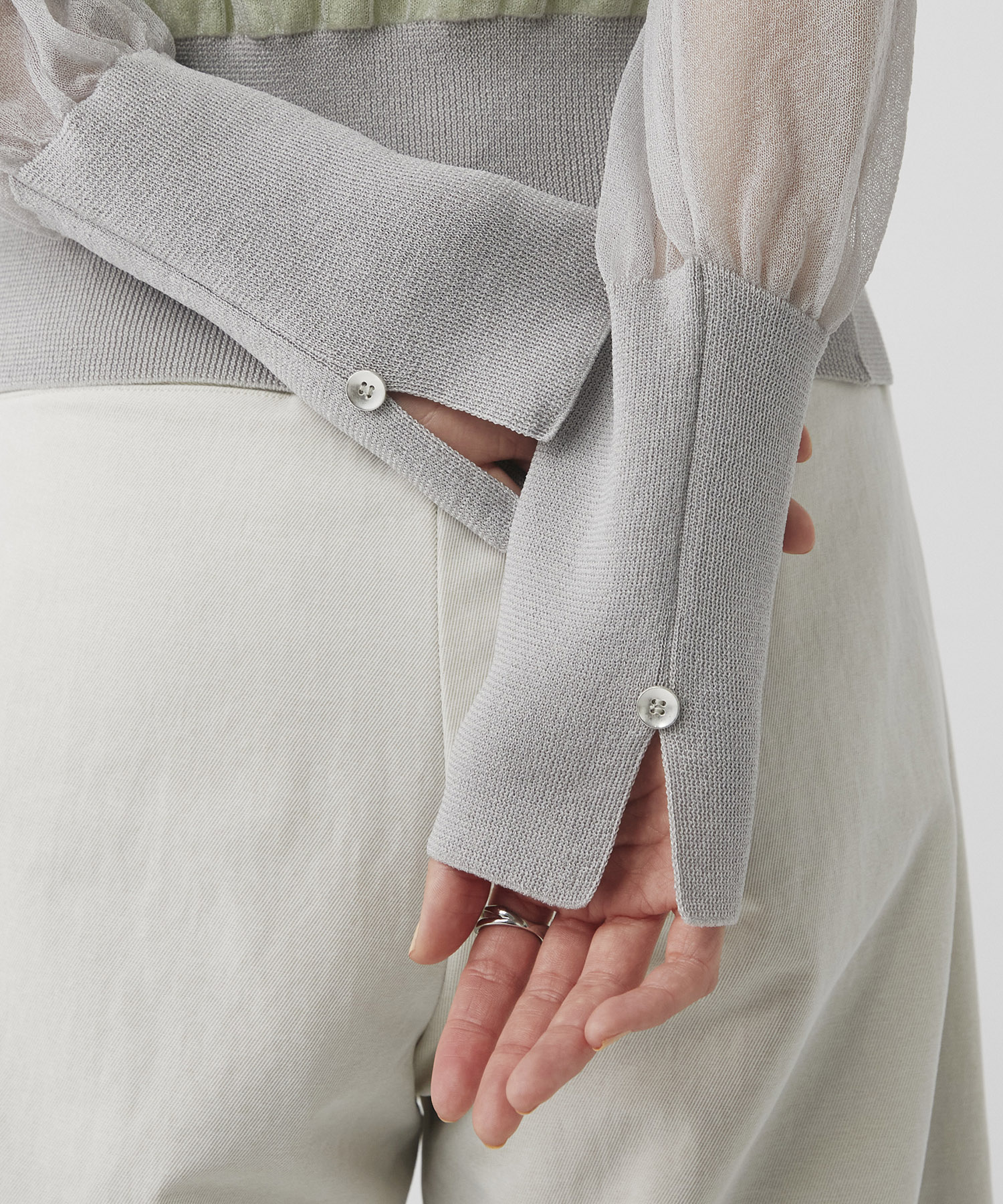 シアースリーブキュプラニットカーデ