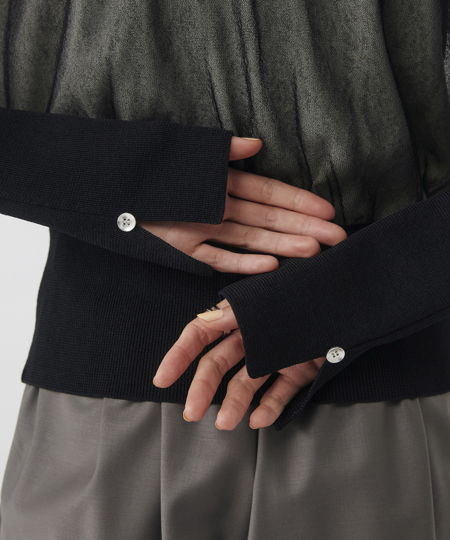 シアースリーブキュプラニットカーデ