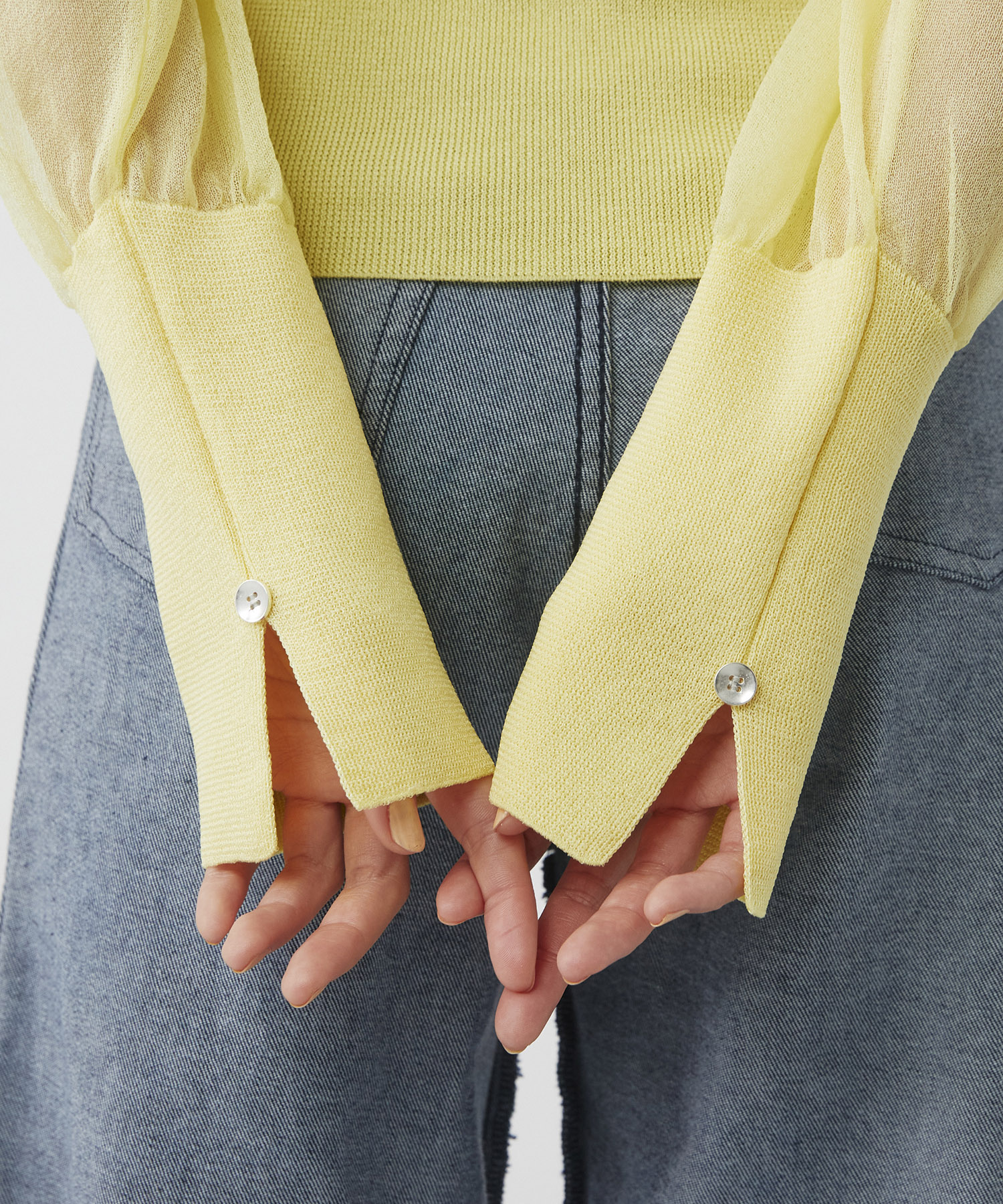 シアースリーブキュプラニットカーデ