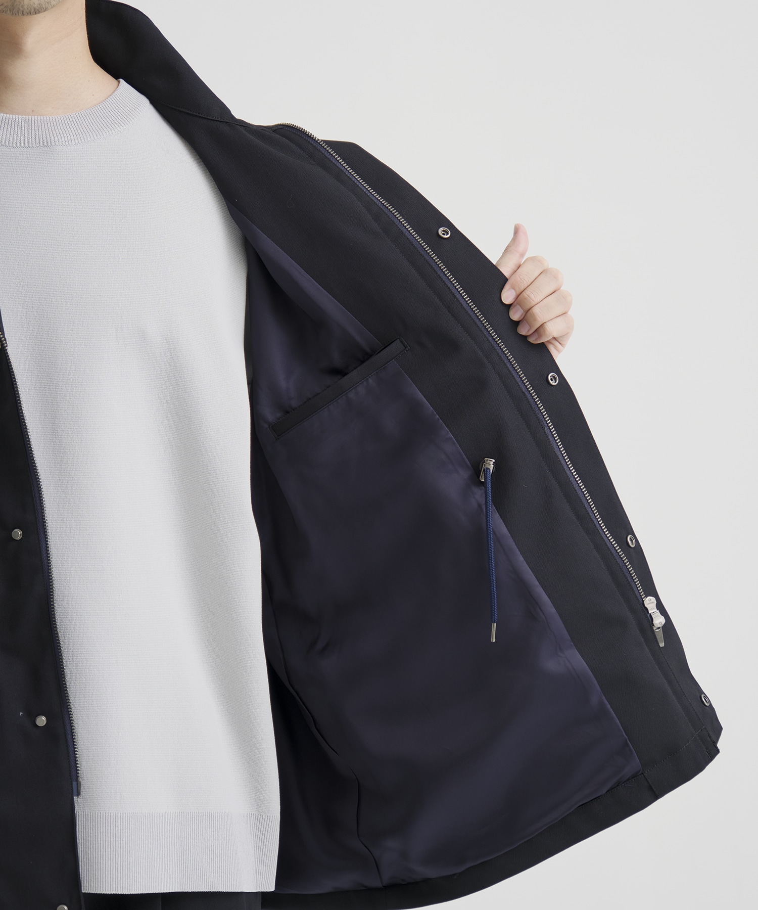 WOOL COTTON ギャバ スタンドカラーブルゾン