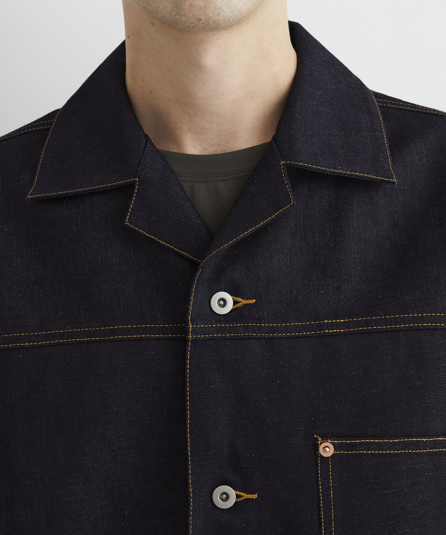 〈残りわずか｜再入荷なし〉9.5oz LINEN DENIM ワークシャツ S/S
