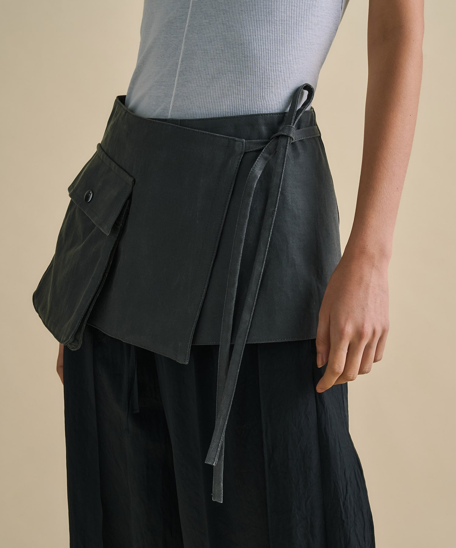 Vintage Leather Belted Satin Pants