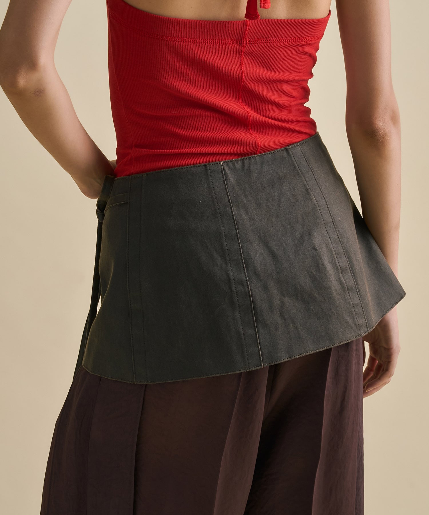 Vintage Leather Belted Satin Pants