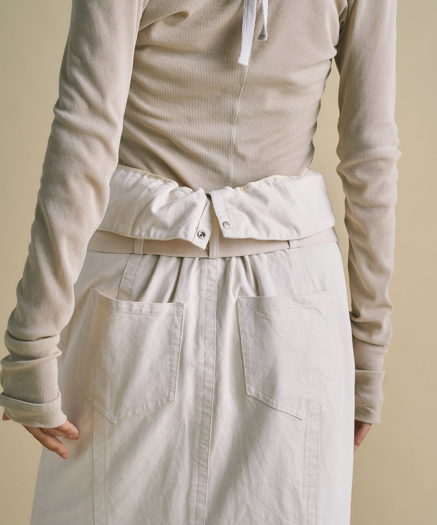 2way Waist Belted Denim Skirt
