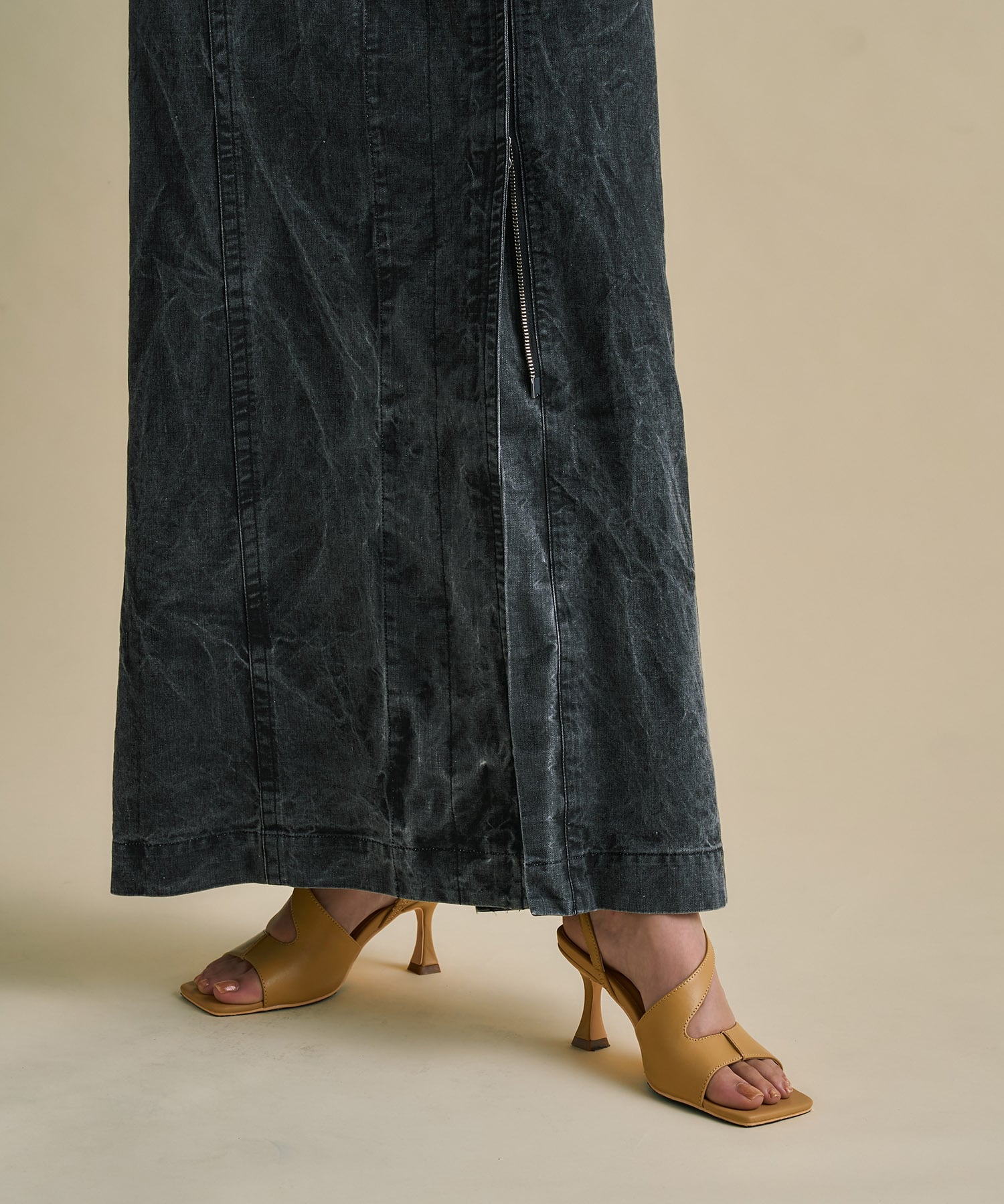 2way Waist Belted Denim Skirt