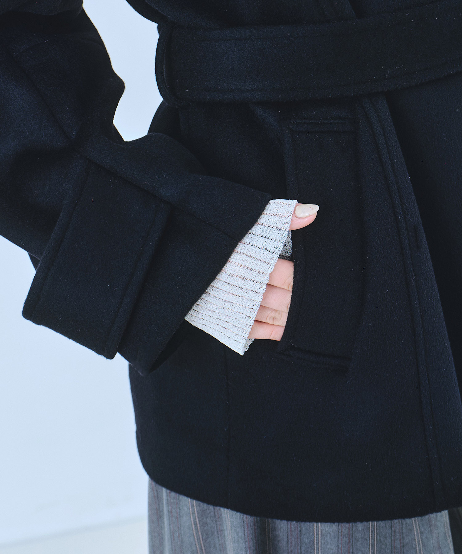 SUPER140ラペルショートコート