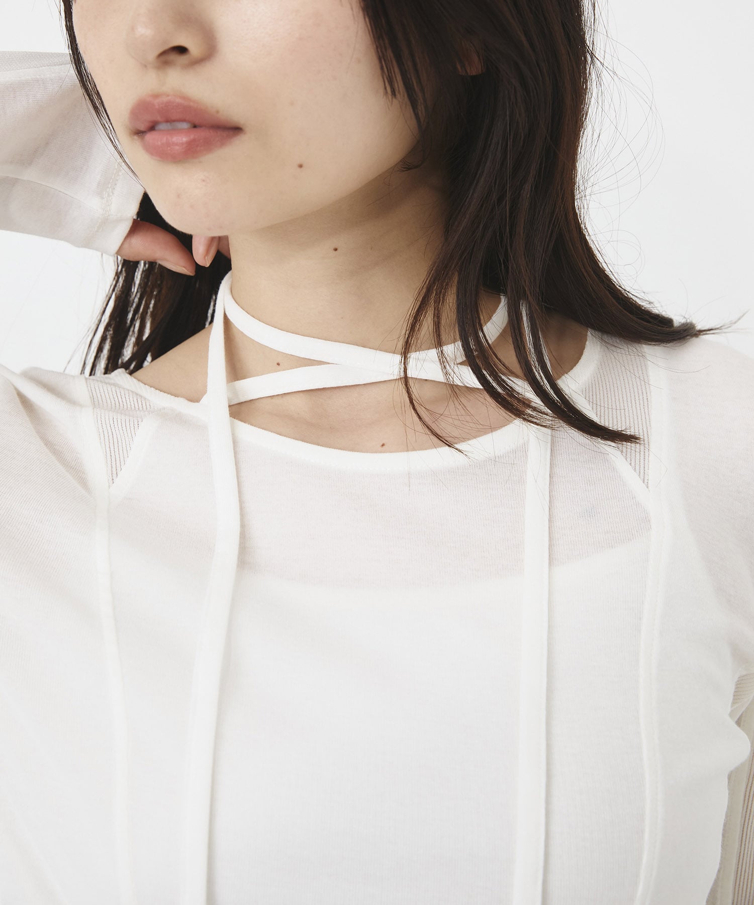 シアーストライプカットコンビプルオーバー