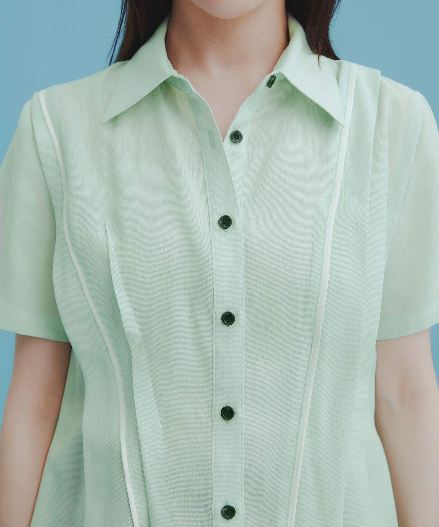 〈WEB限定カラー登場〉ランダムタックメッシュシャツ