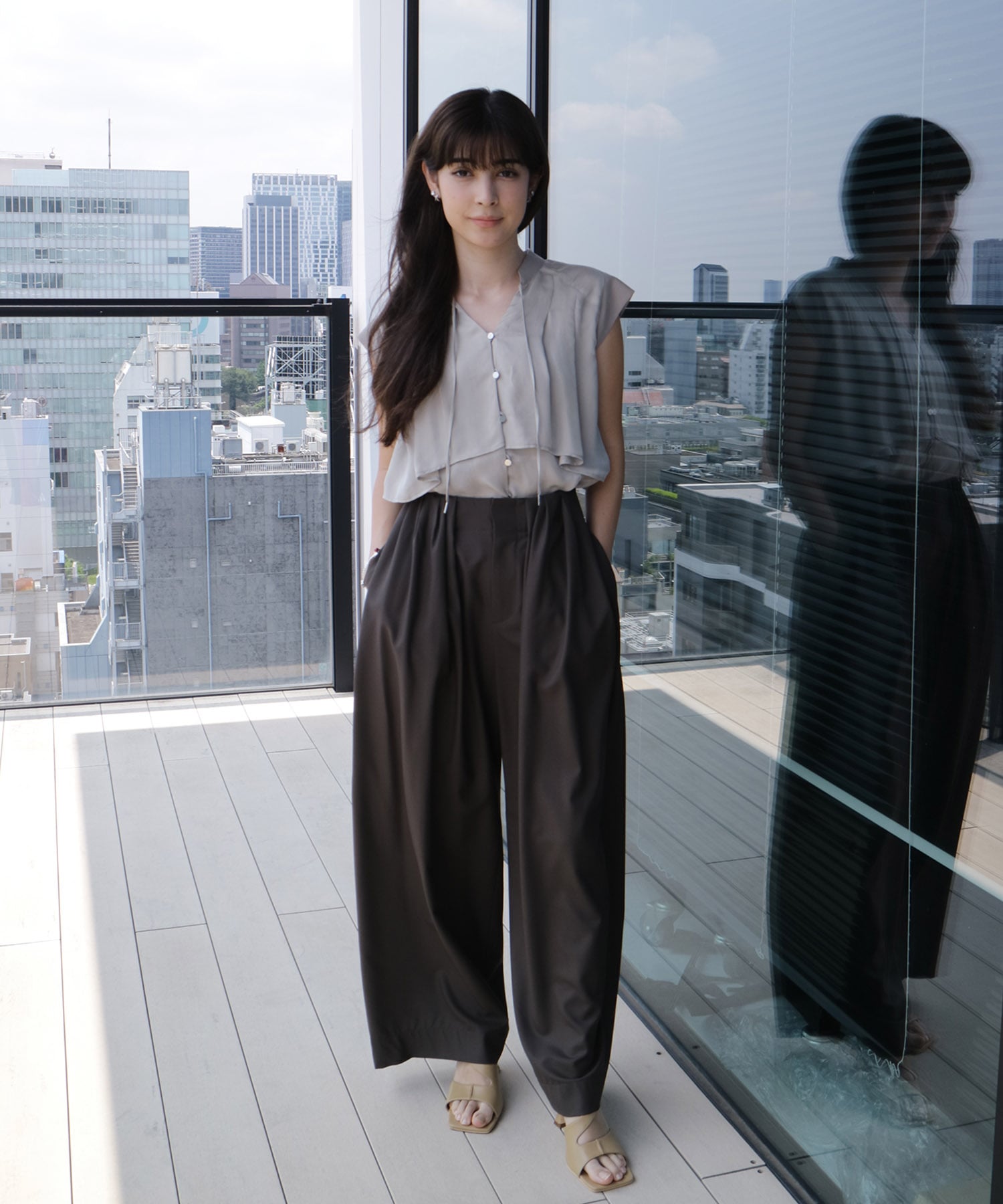 Super140s Summer Wool Relax Trousers