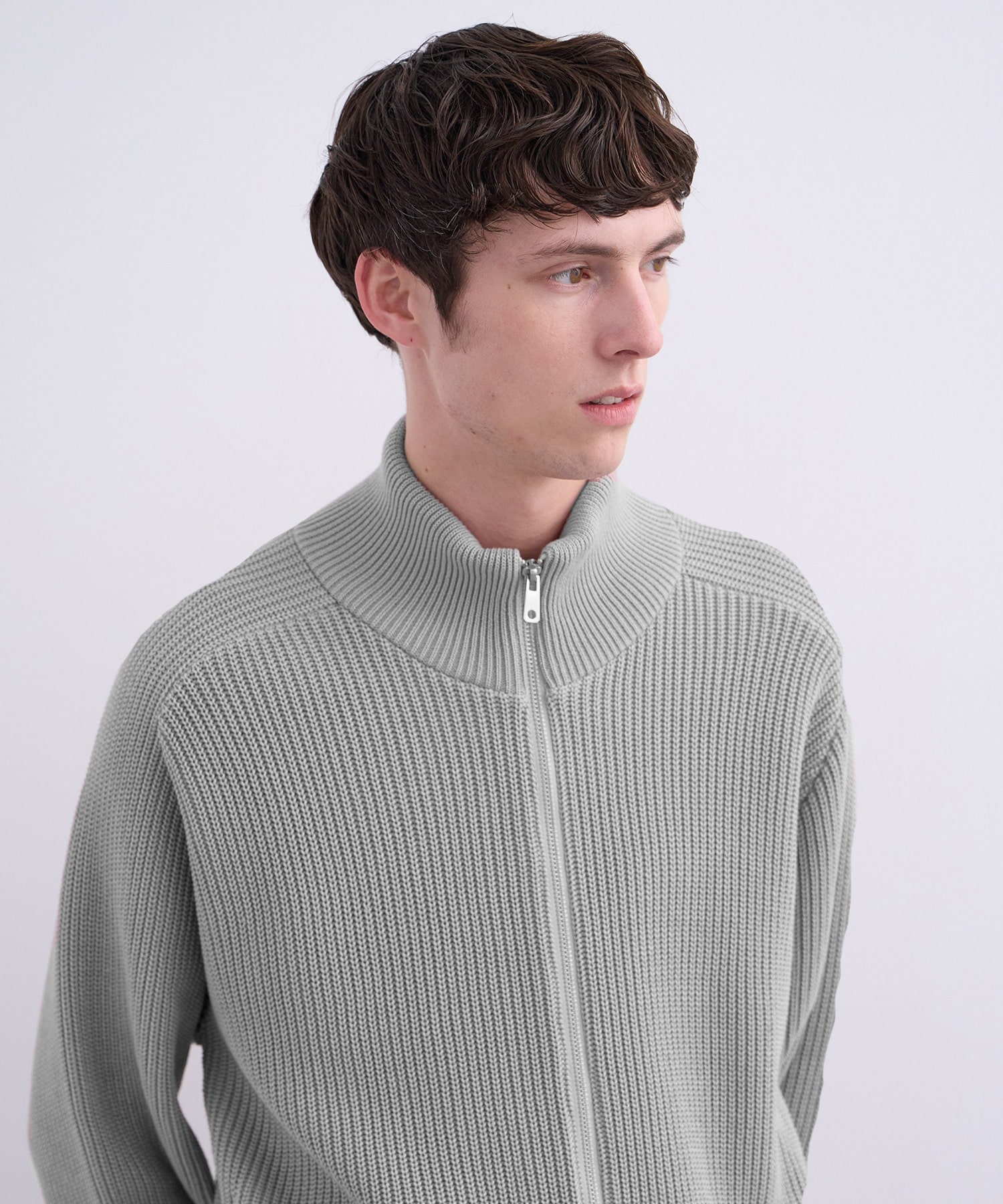 ウールリブジップドライバーズニット