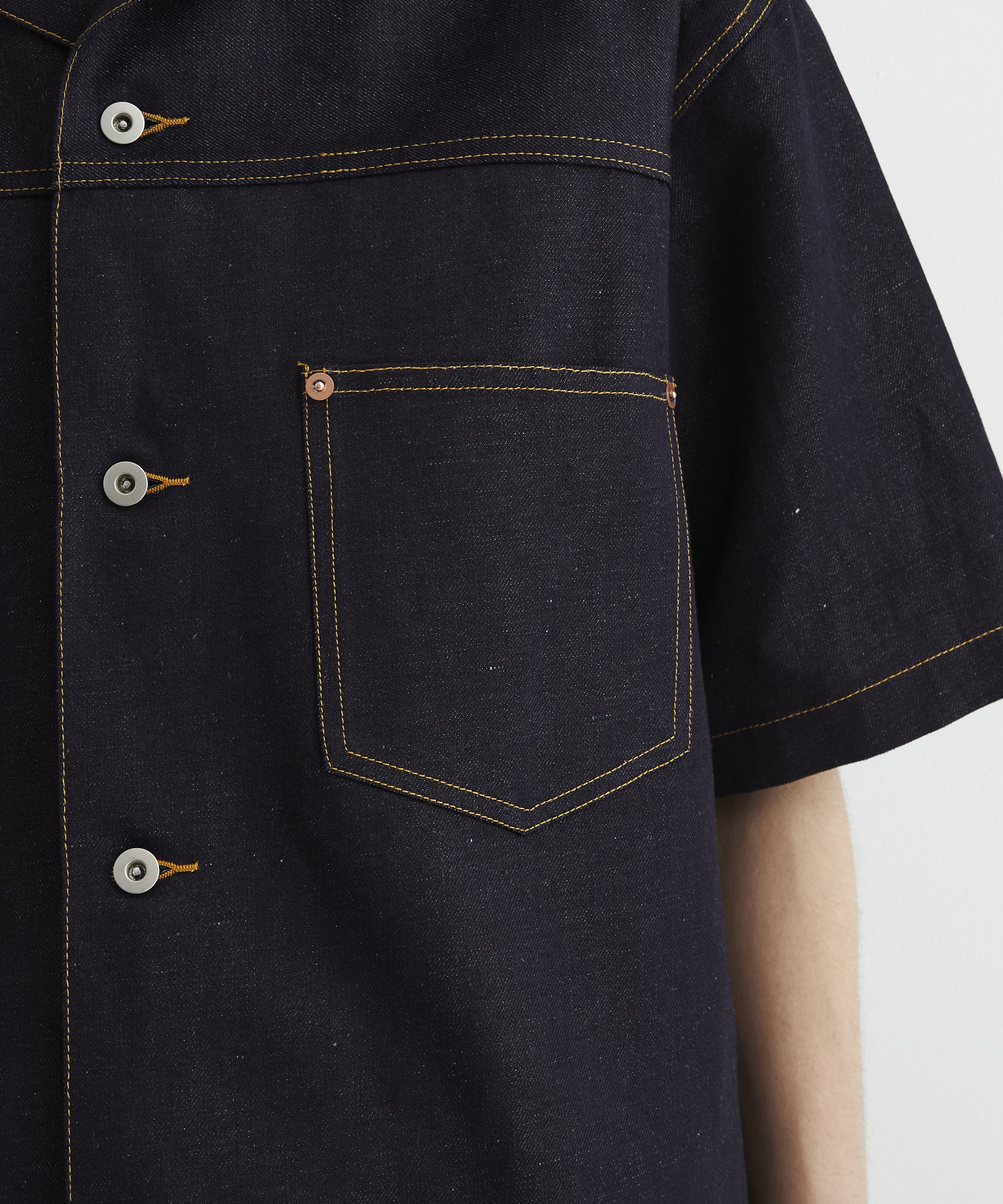〈残りわずか｜再入荷なし〉9.5oz LINEN DENIM ワークシャツ S/S