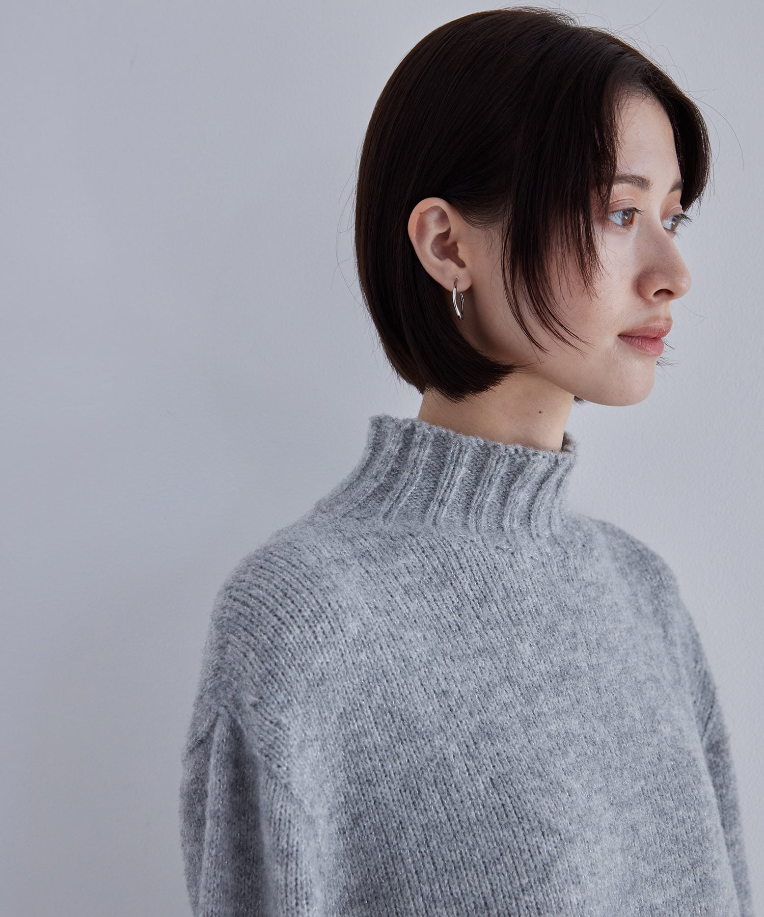 ループヤーンラメコンビタートルニット