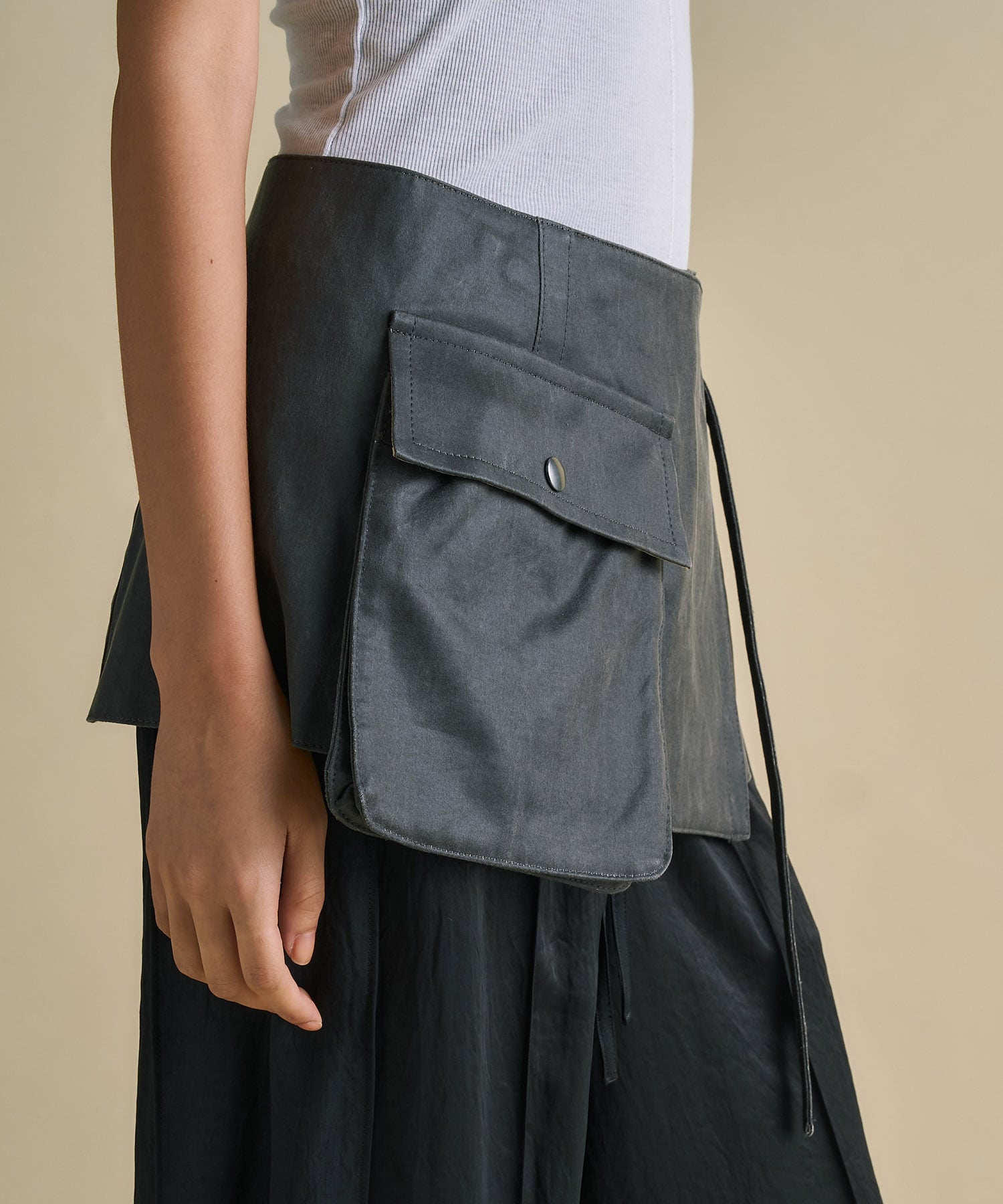 Vintage Leather Belted Satin Pants
