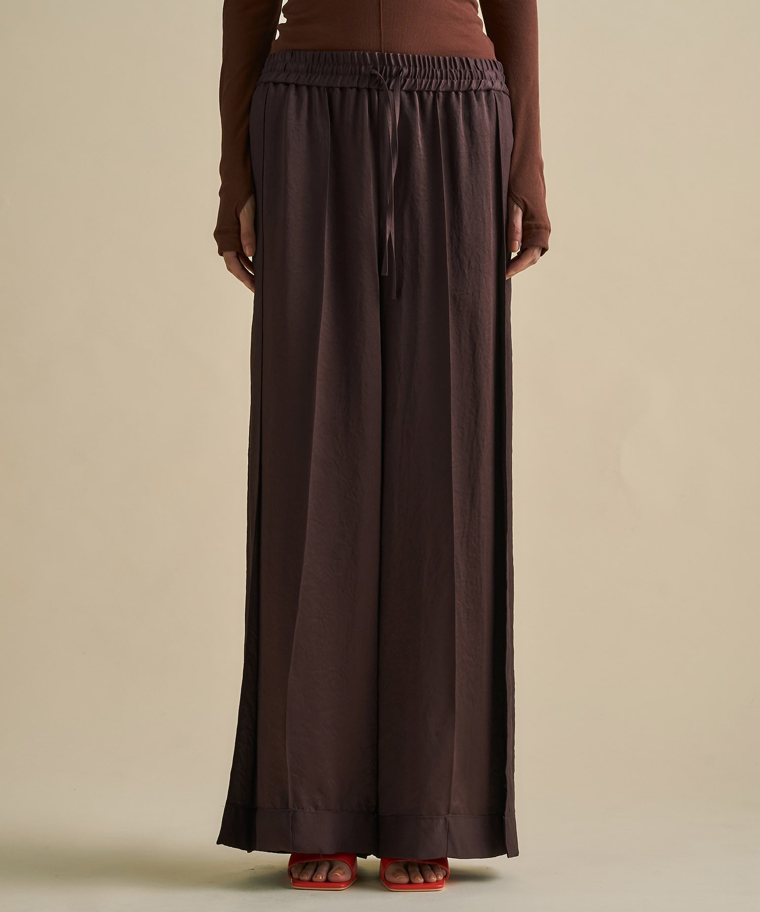 Vintage Leather Belted Satin Pants