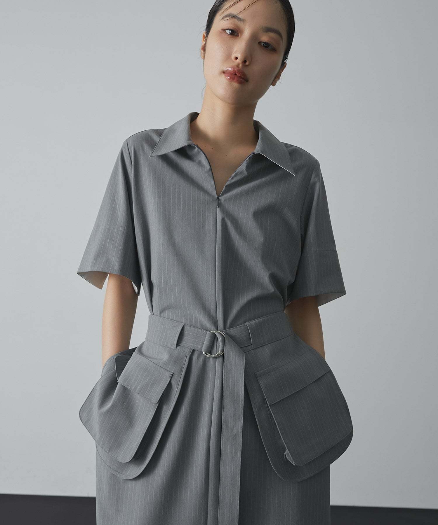 Cargo Belted Shirt Dress
