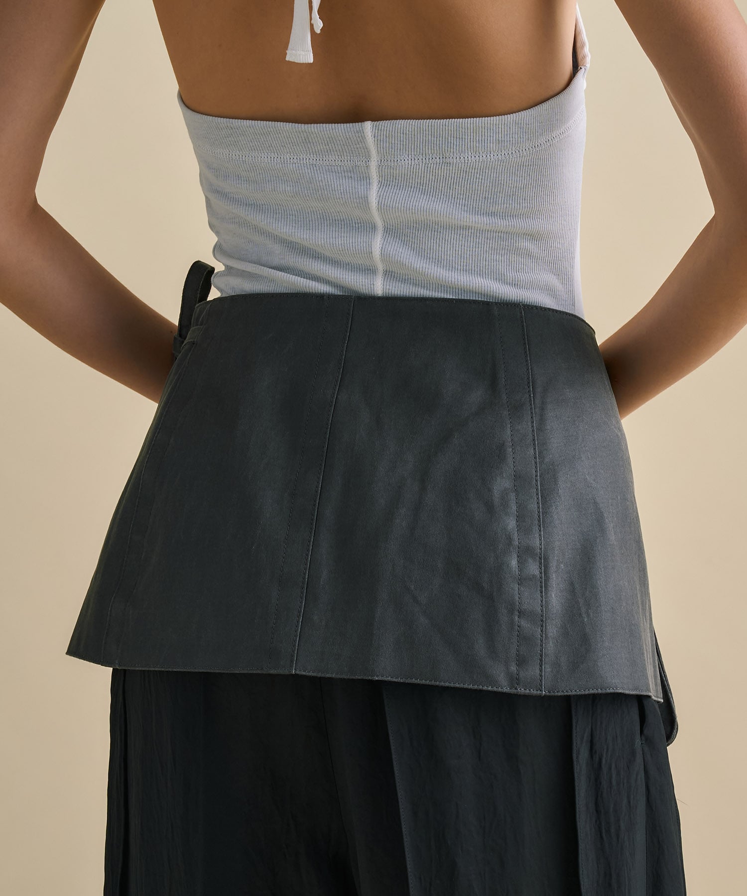 Vintage Leather Belted Satin Pants
