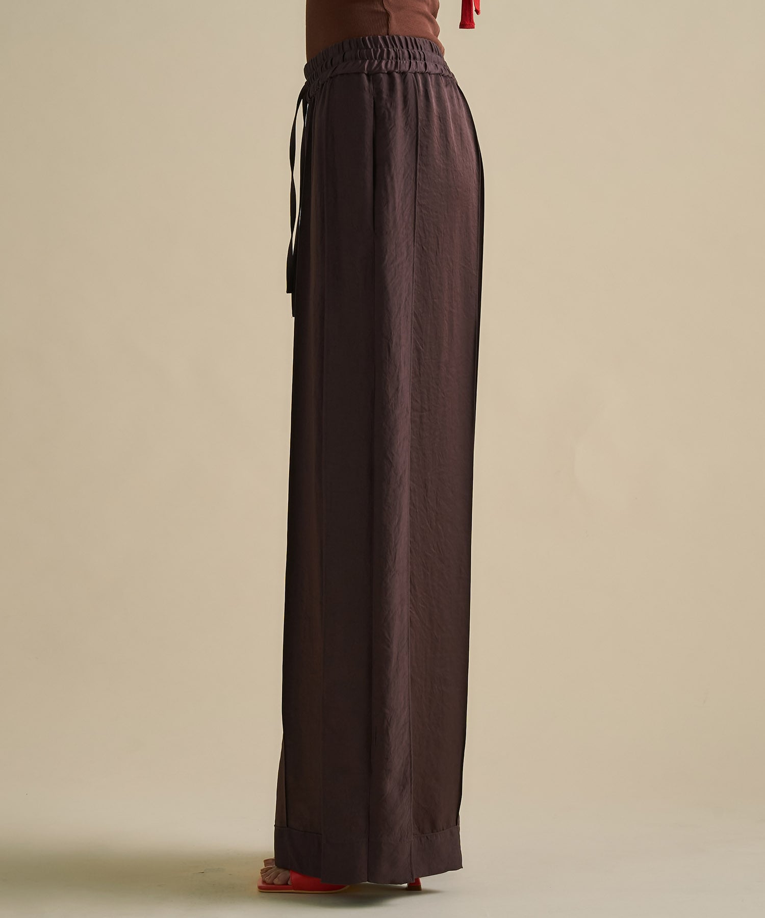 Vintage Leather Belted Satin Pants