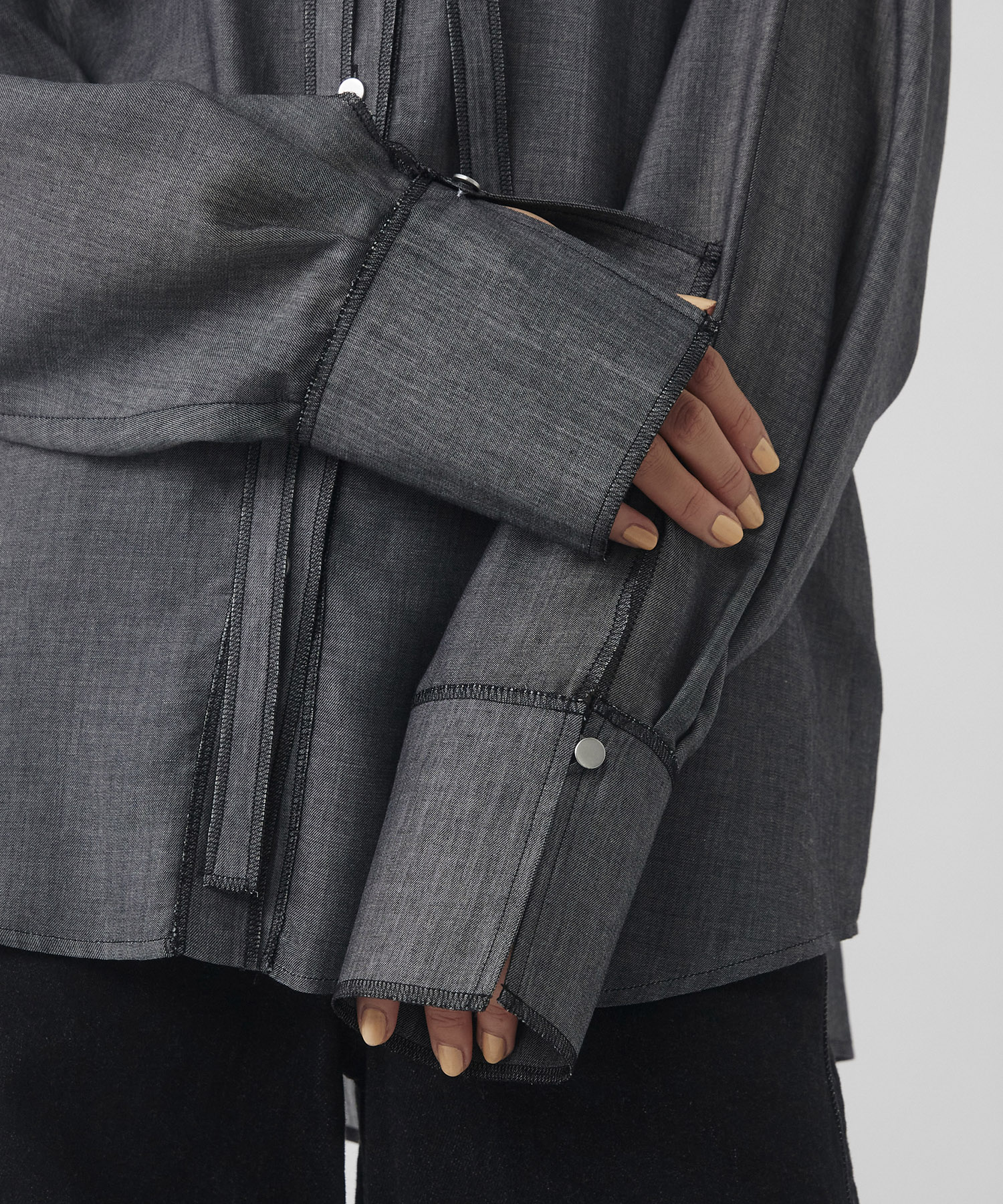 シアーデニムトリムシャツ