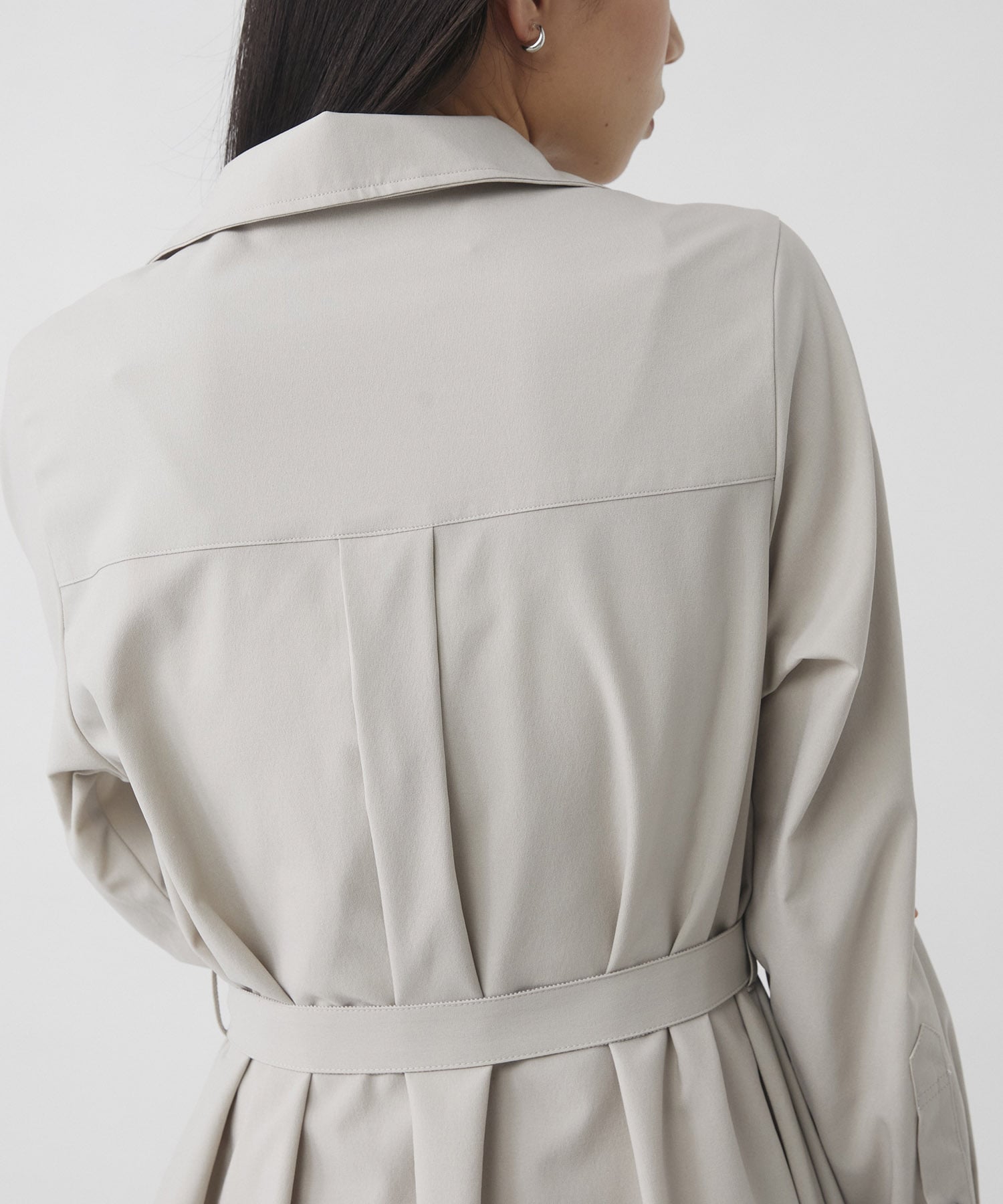 スタンドカラーラペルシャツワンピース