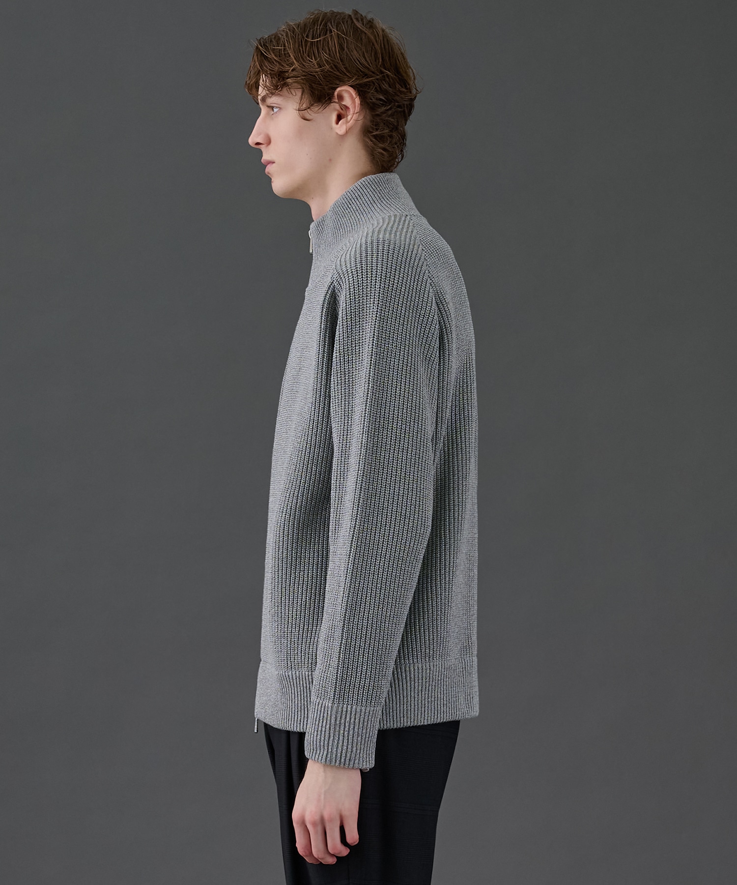 ウールリブジップドライバーズニット