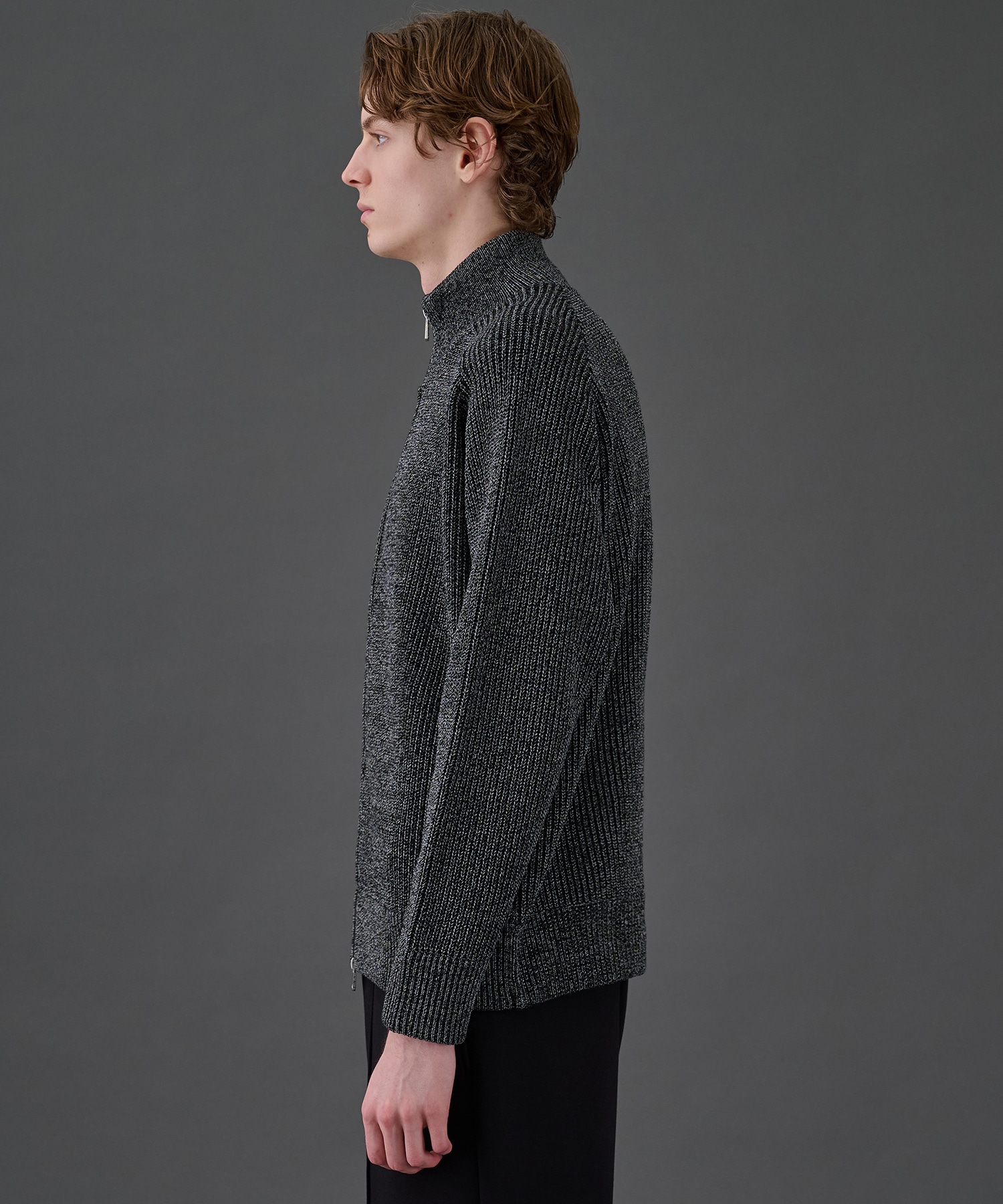 ウールリブジップドライバーズニット