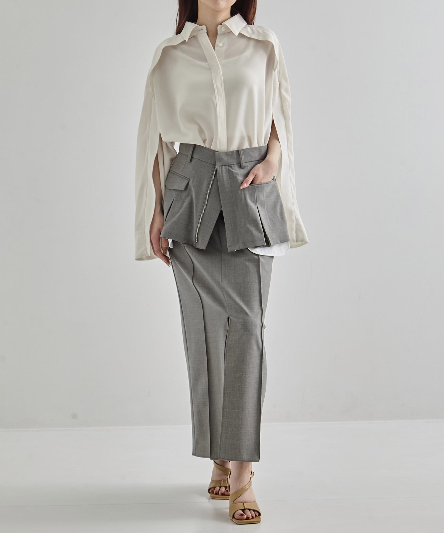 Cape Detail Sheer Over Shirt