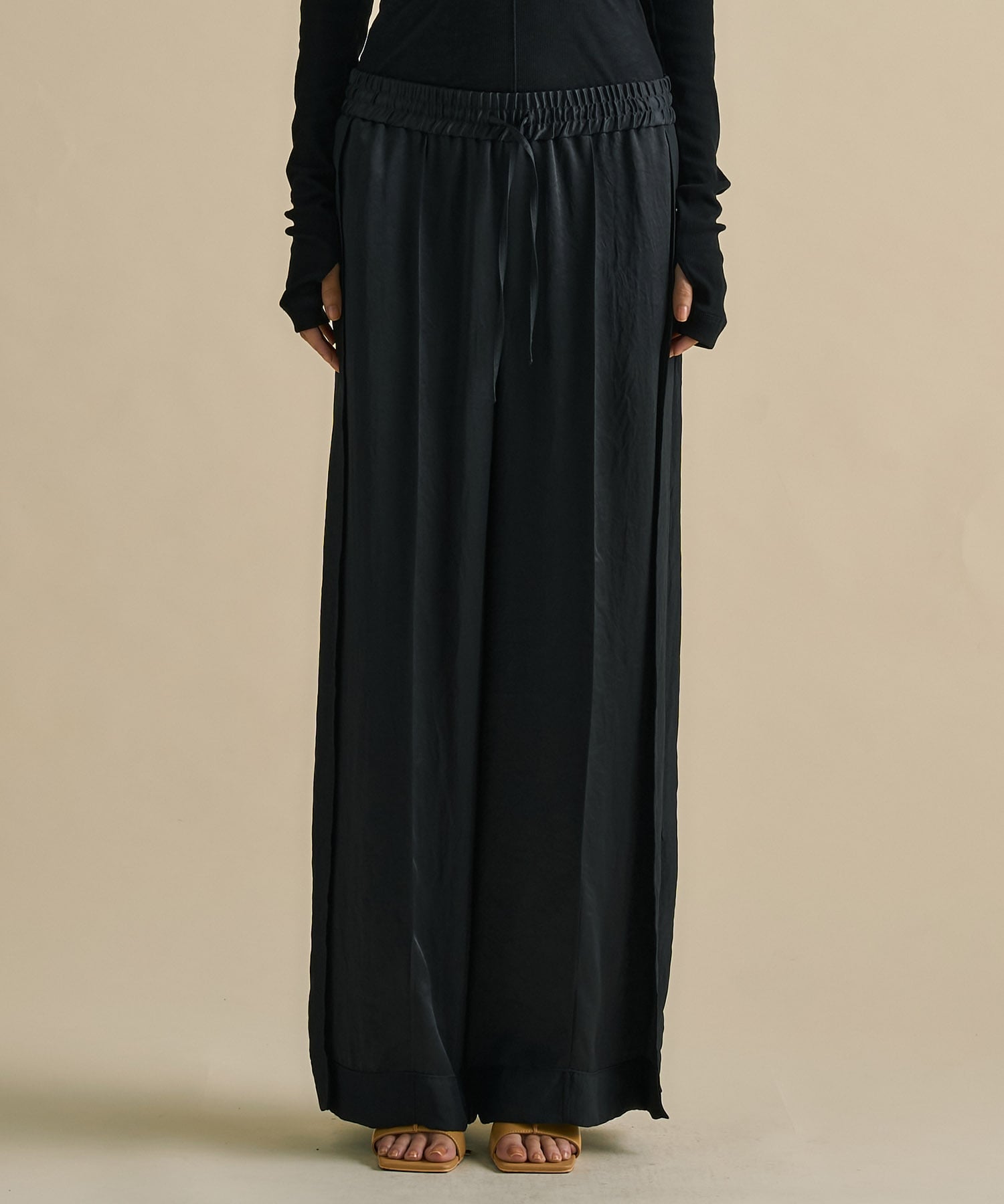 Vintage Leather Belted Satin Pants