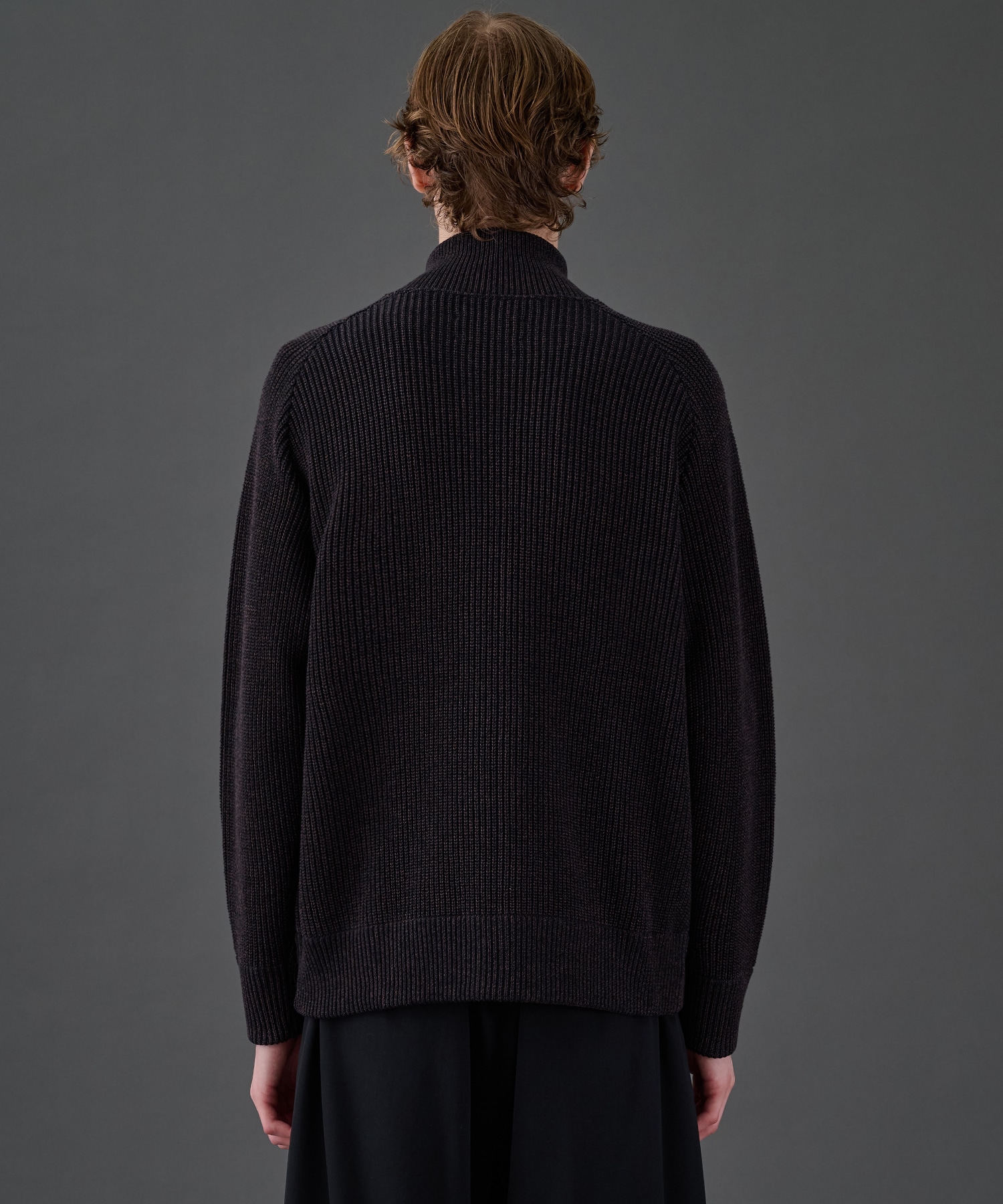 ウールリブジップドライバーズニット