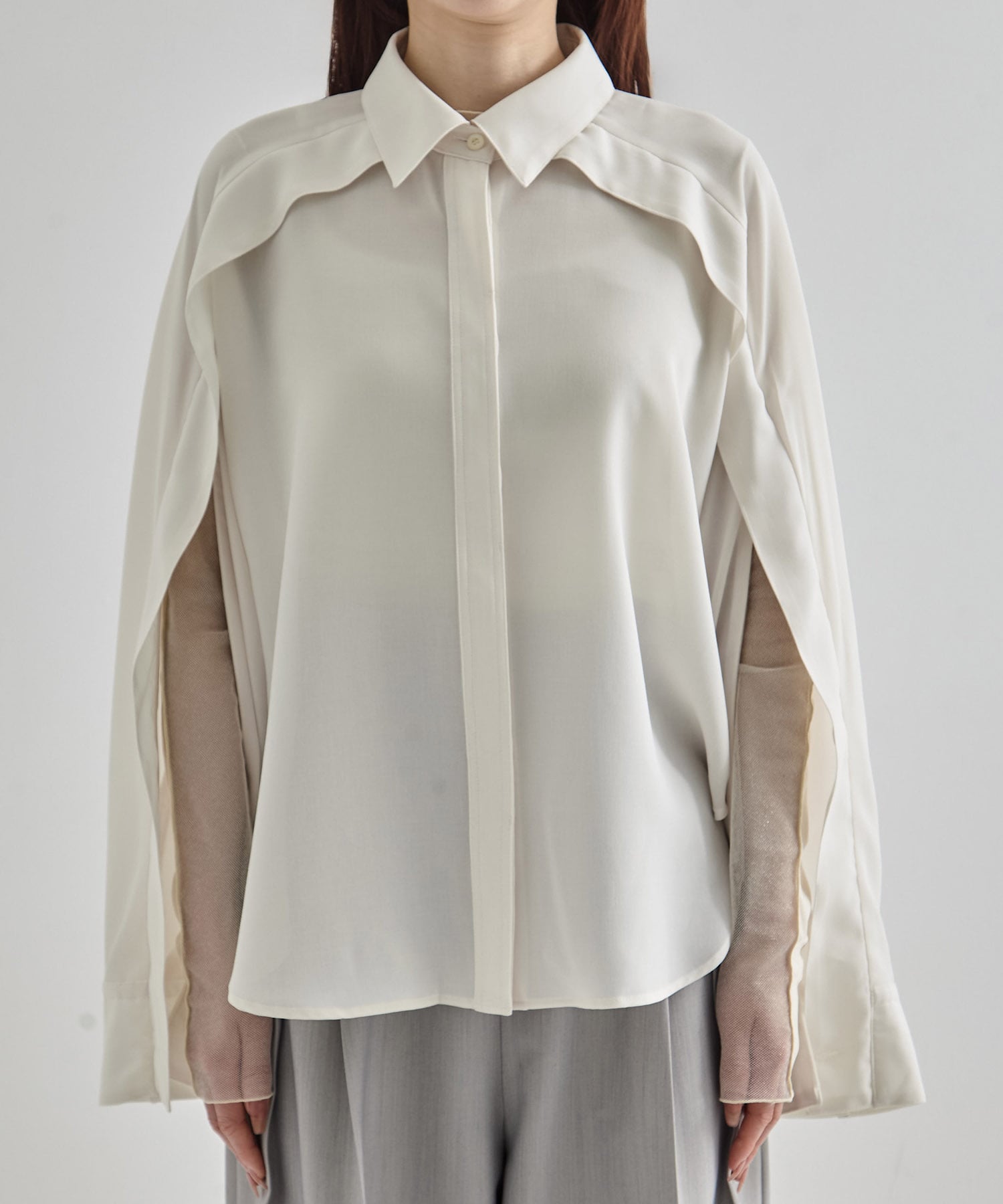 Cape Detail Sheer Over Shirt