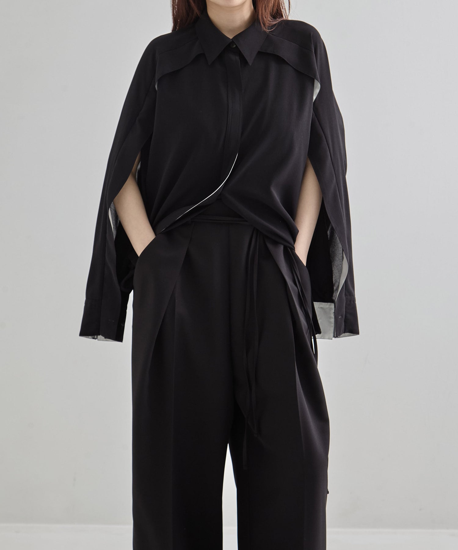 Cape Detail Sheer Over Shirt
