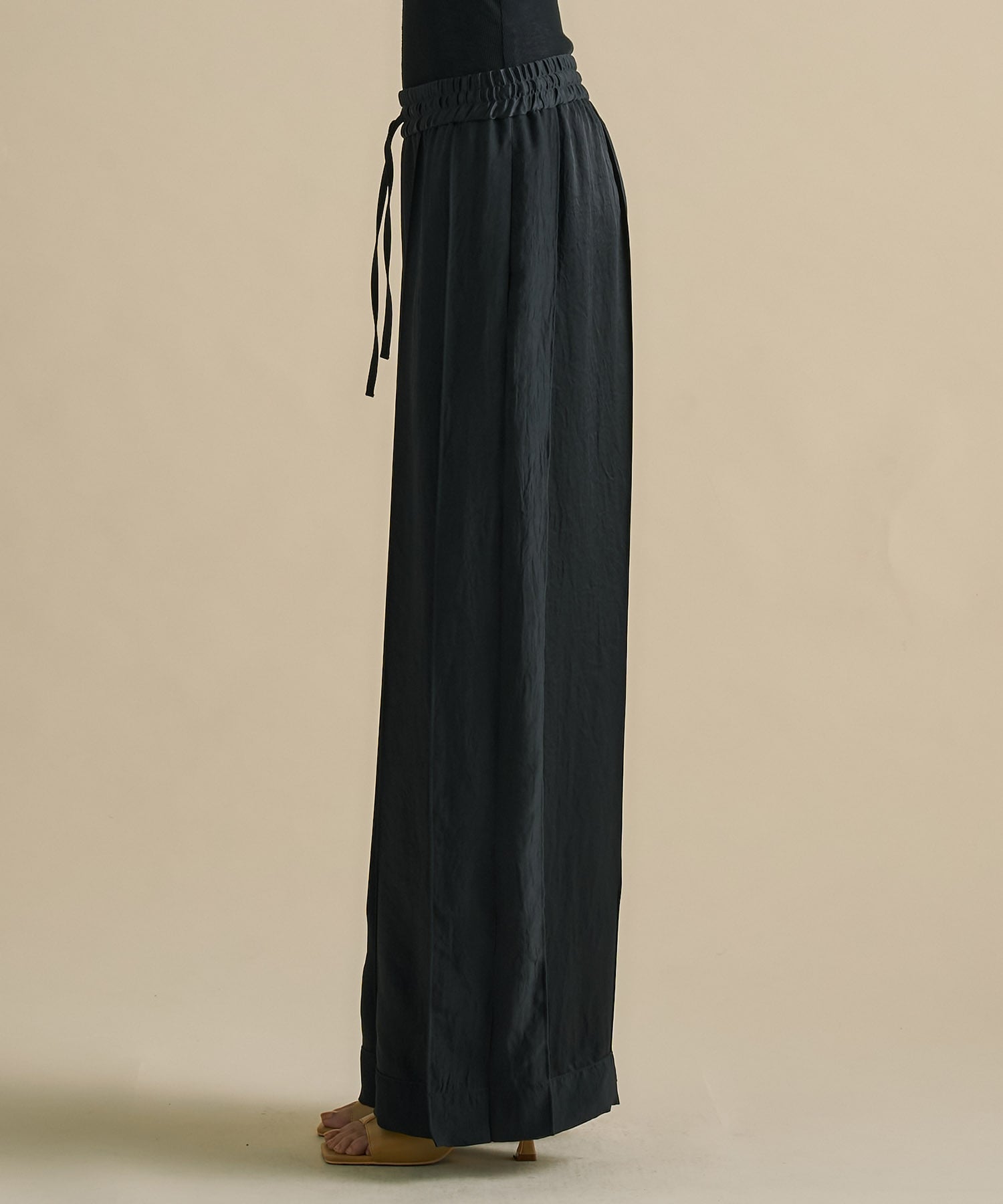 Vintage Leather Belted Satin Pants