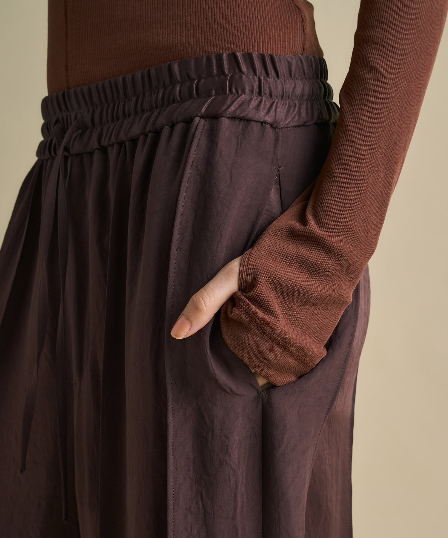 Vintage Leather Belted Satin Pants