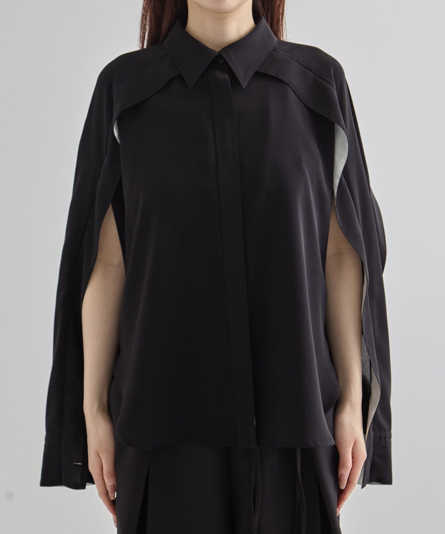 Cape Detail Sheer Over Shirt