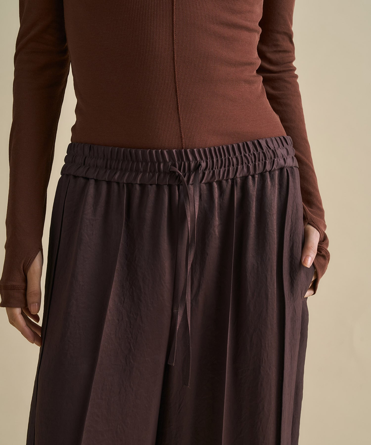 Vintage Leather Belted Satin Pants