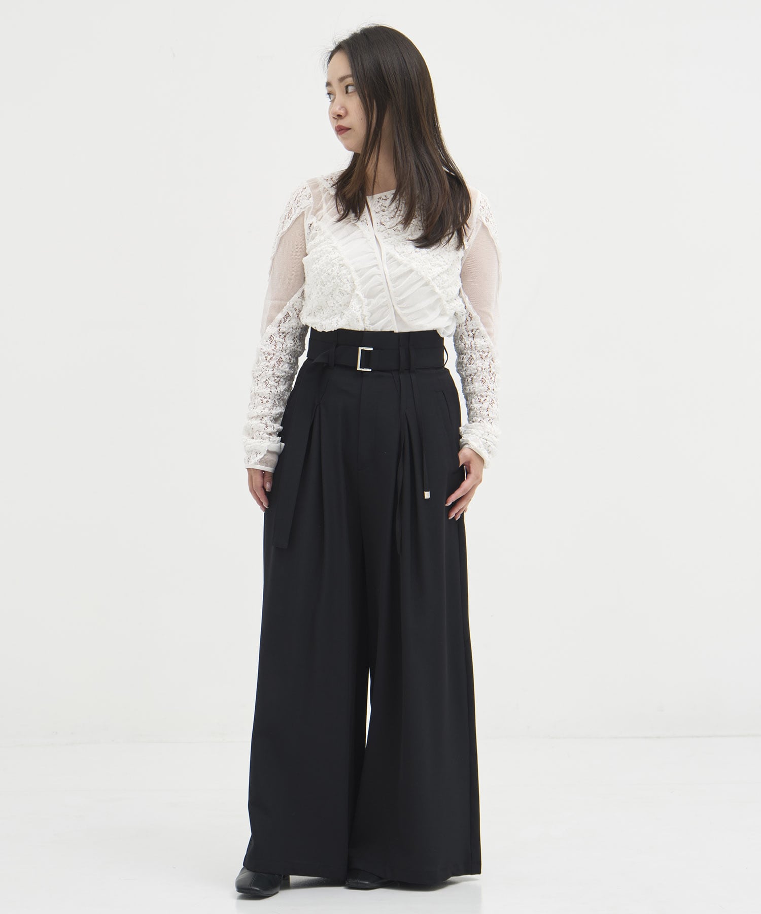 【セットアップ】ストリングクロスタックワイドパンツ