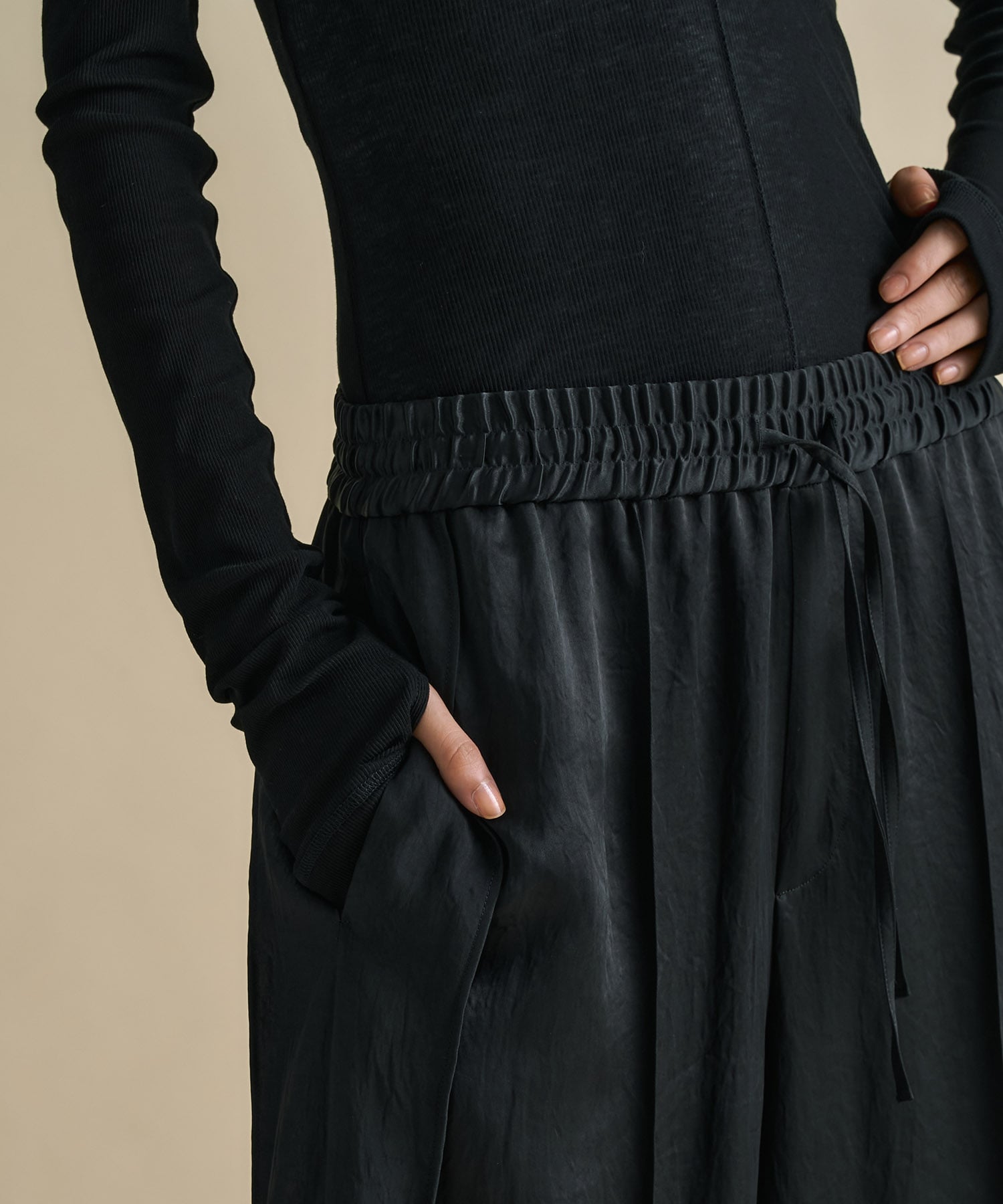 Vintage Leather Belted Satin Pants