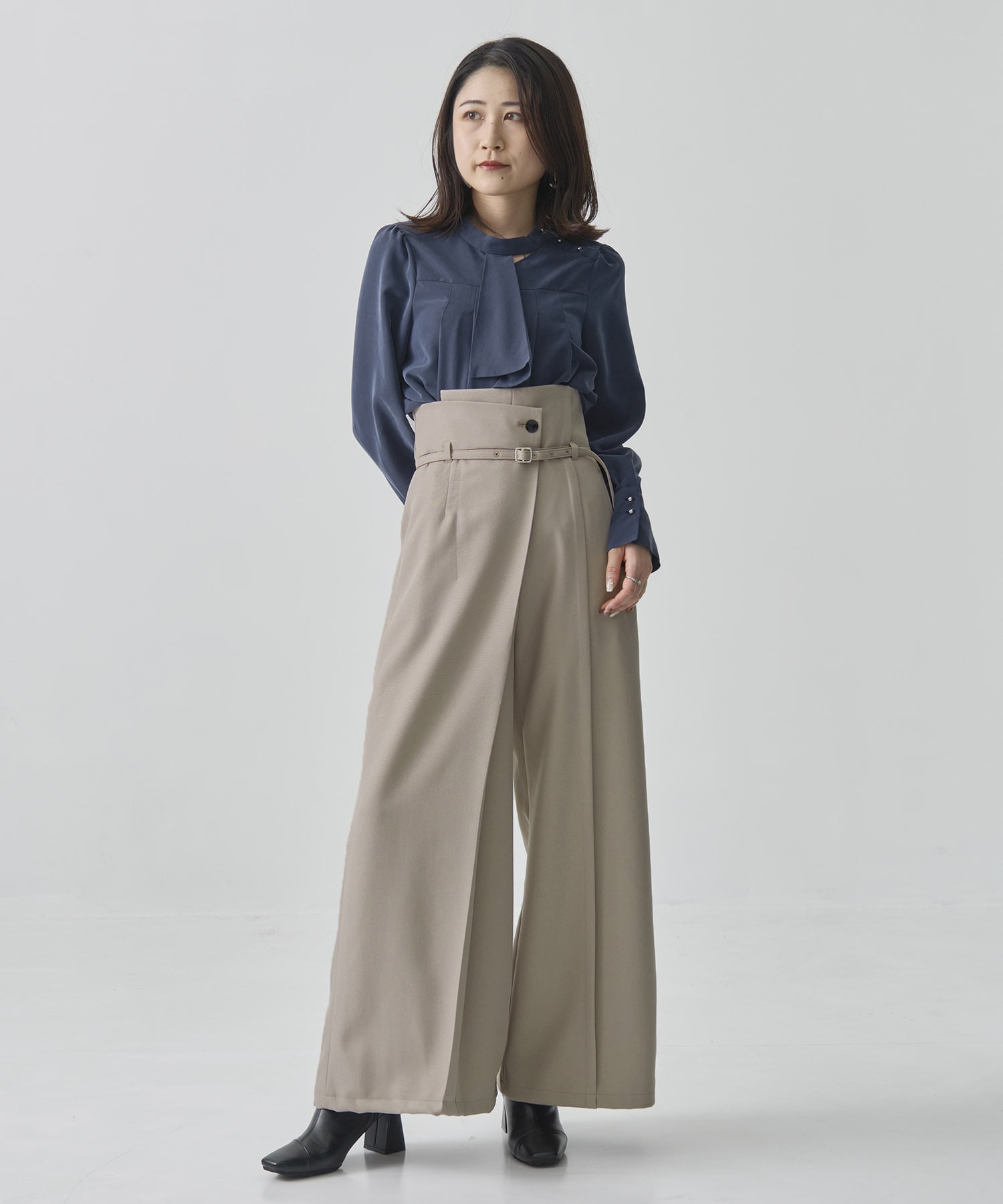 HAKAMAアシメワイドパンツ
