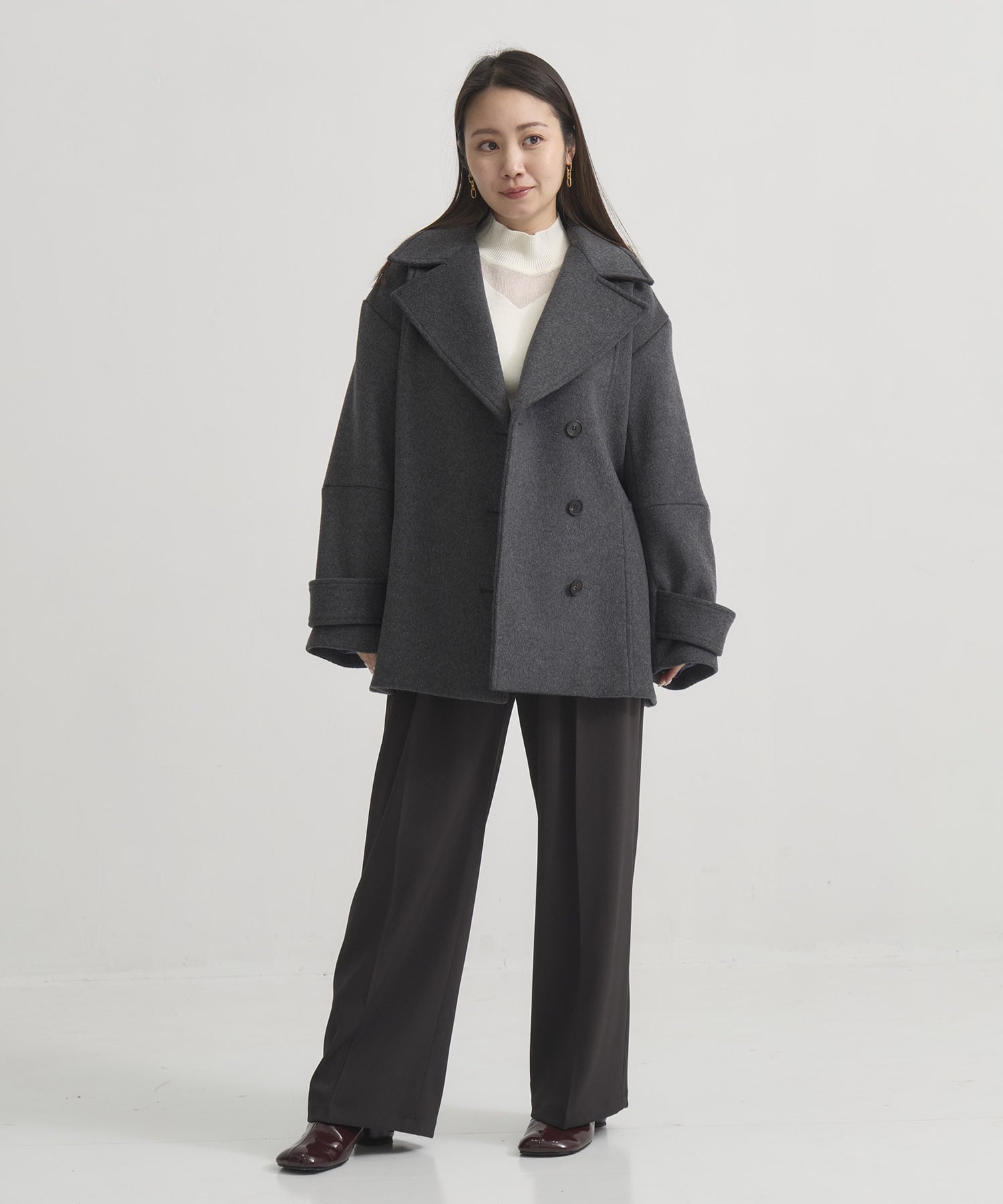 SUPER140ラペルショートコート