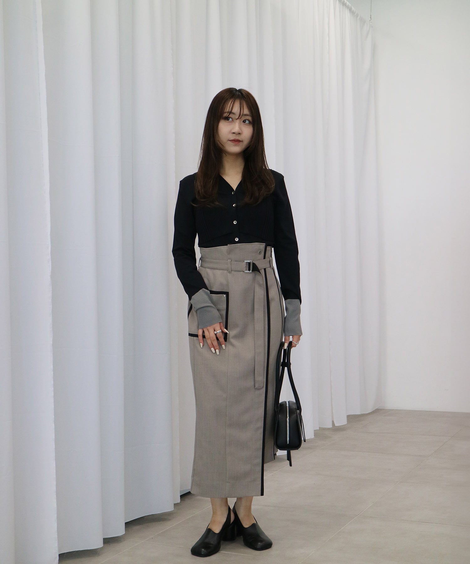 バイカラーアシメタイトスカート