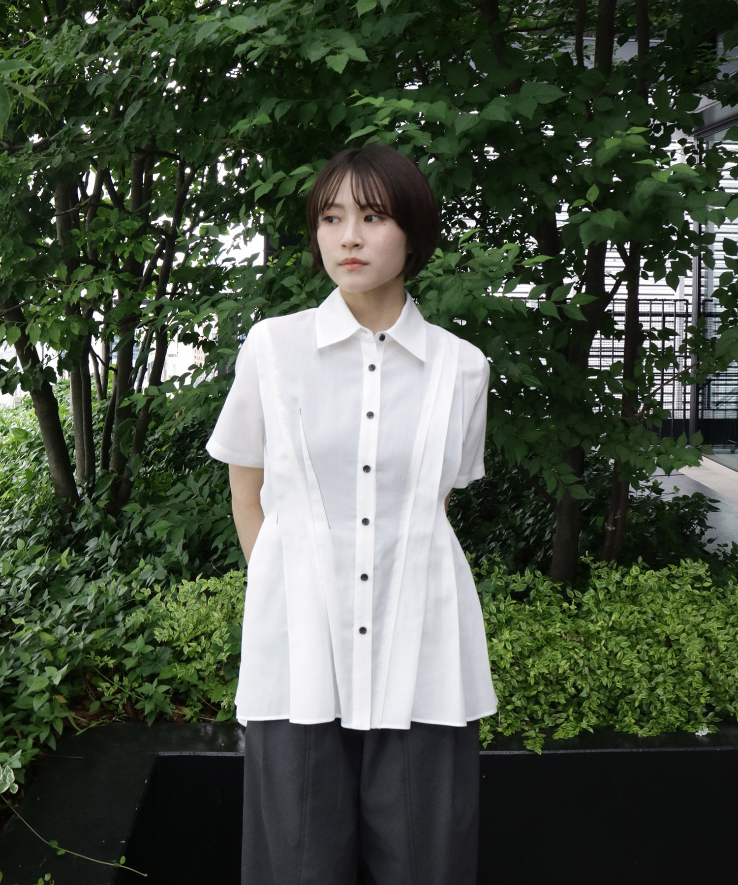 ランダムタックメッシュシャツ