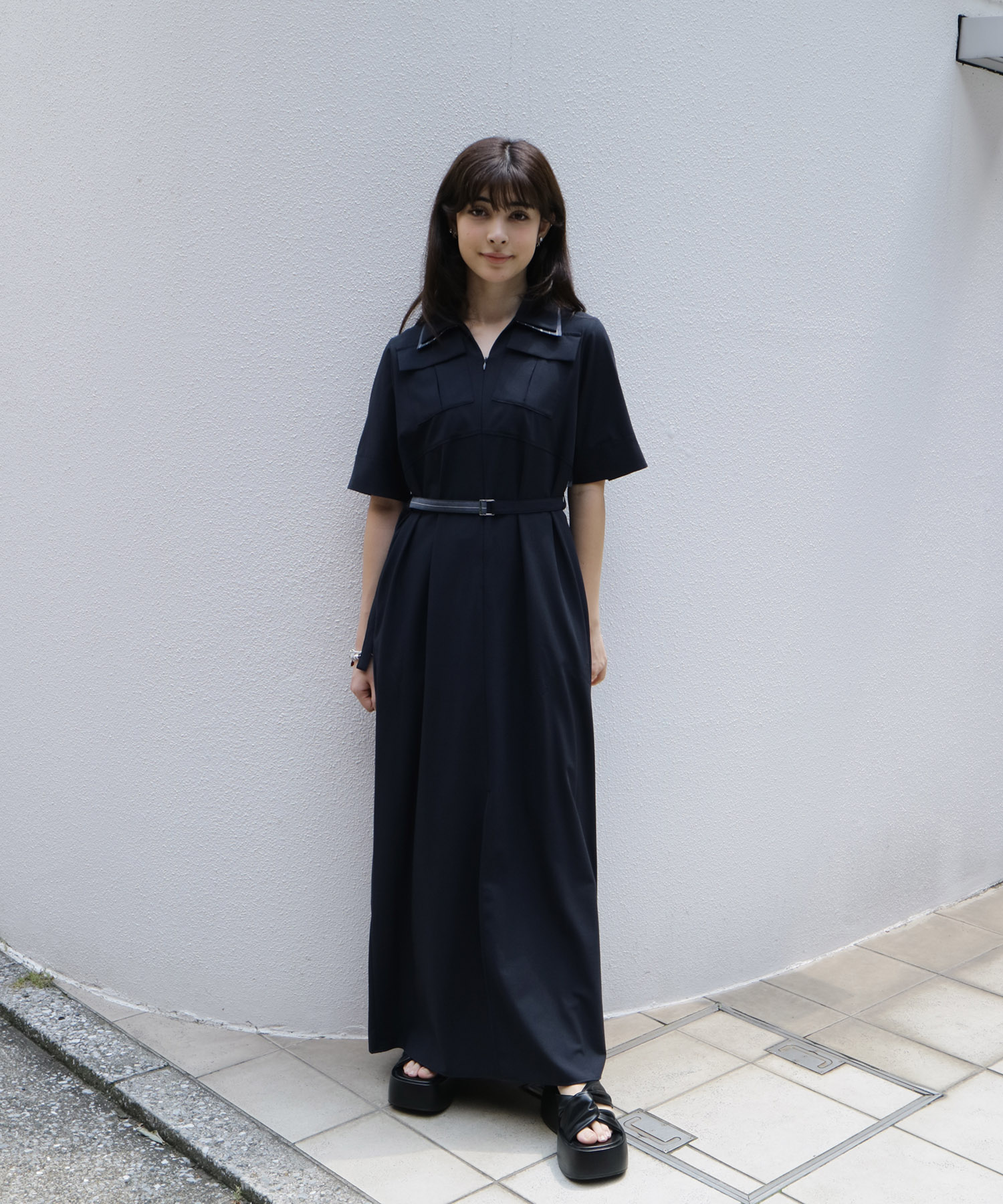 ダブルカラーシャツワンピース
