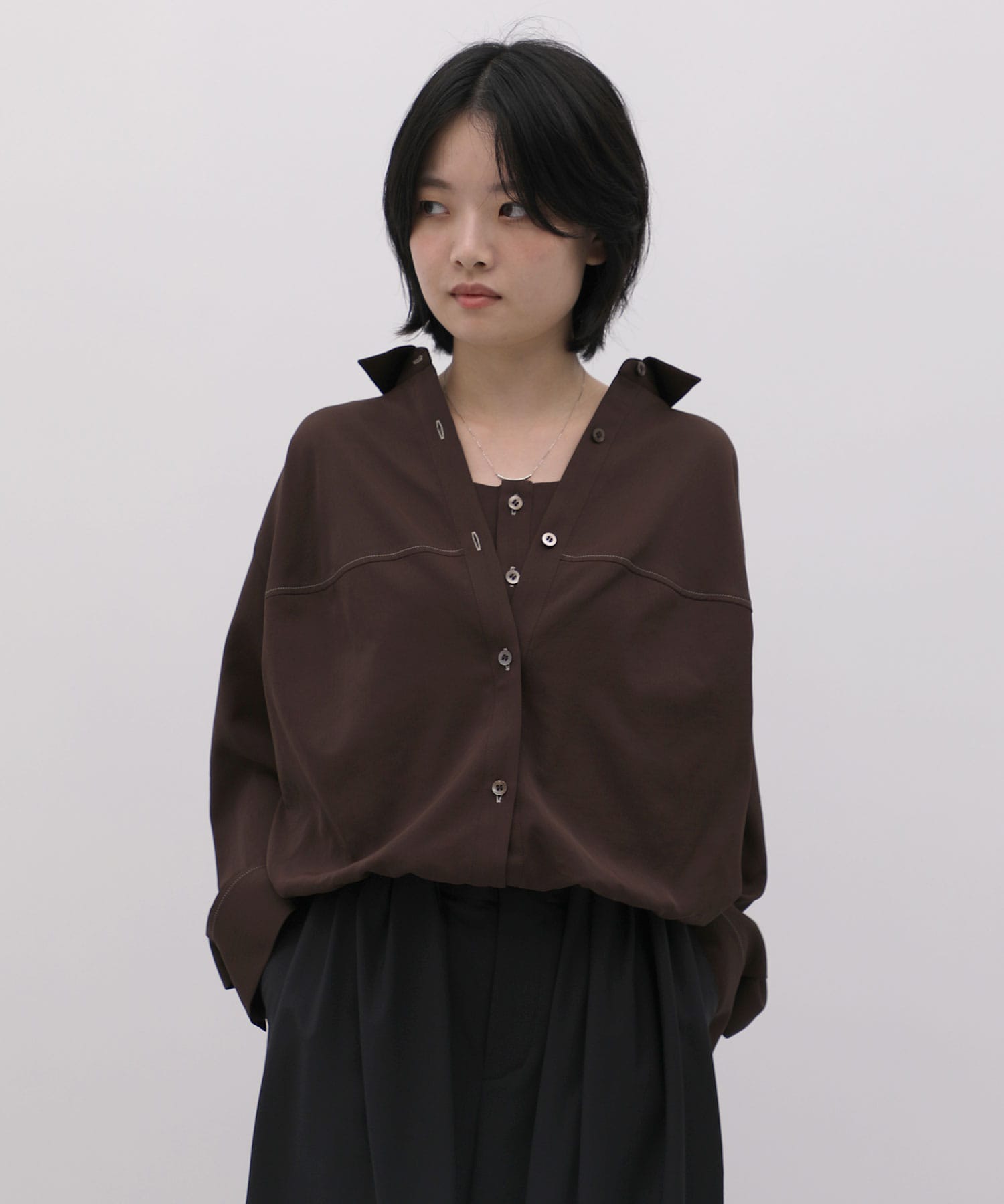 ロングスリーブレイヤードバルーンシャツ
