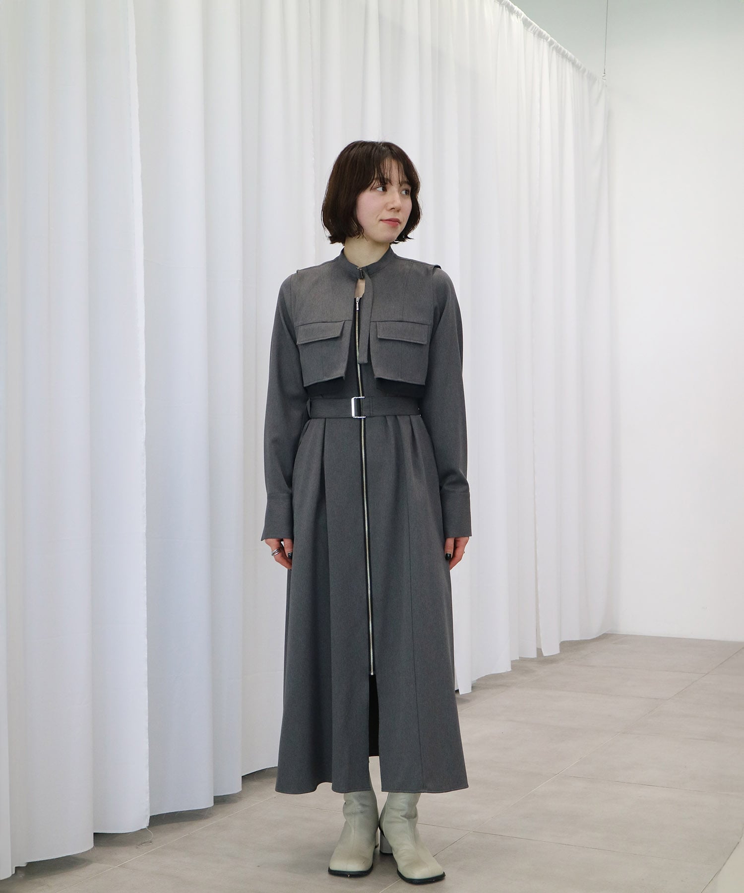 ポケットベストSETジッパーワンピース