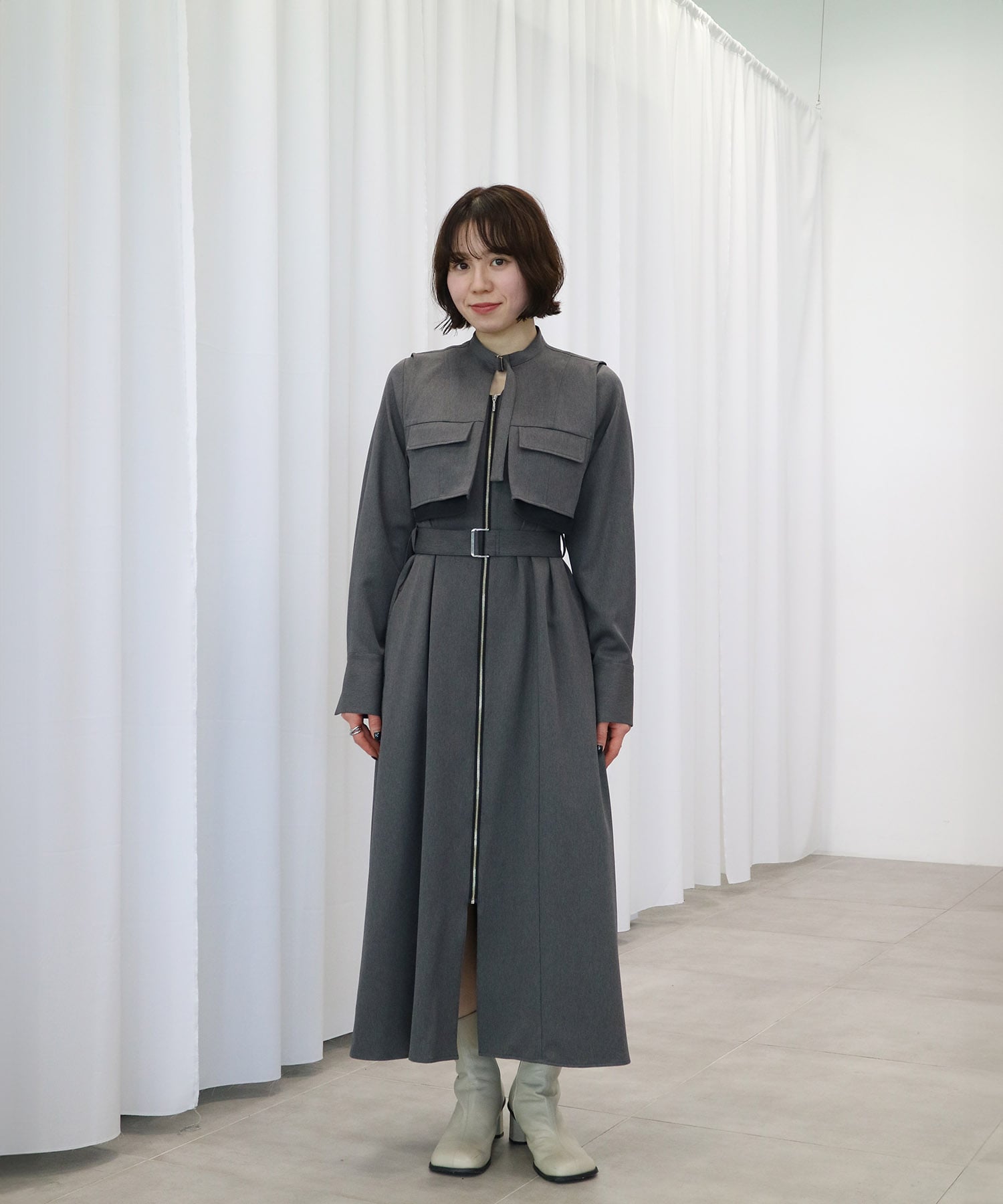 ポケットベストSETジッパーワンピース