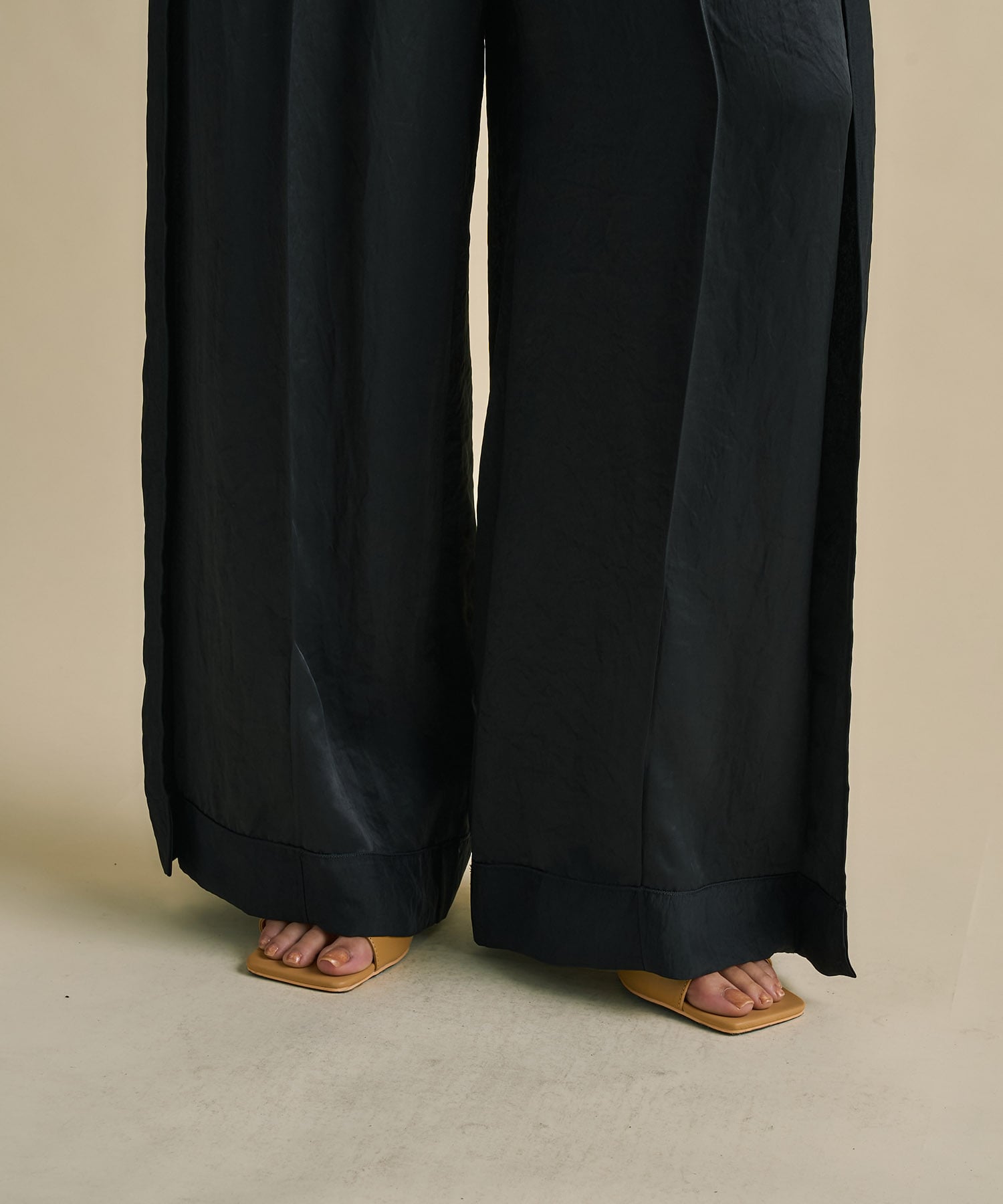 Vintage Leather Belted Satin Pants