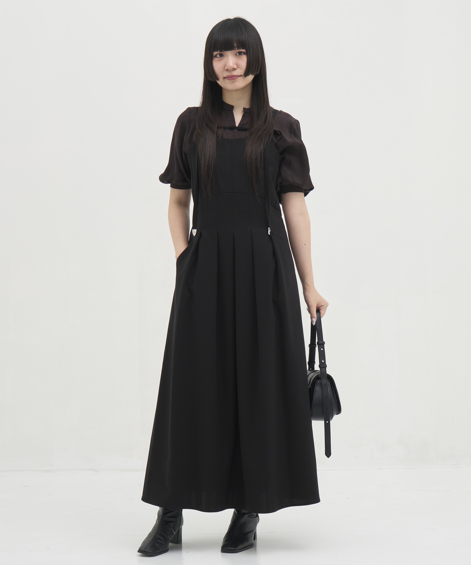 crewre ボックスタックキャミワンピース サイズ2 ブラック crewre online shop / ボックスタックキャミワンピース